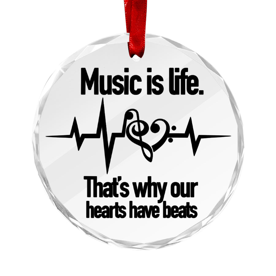 "Music Is Life" Heartbeats Crystal Hanging Ornament