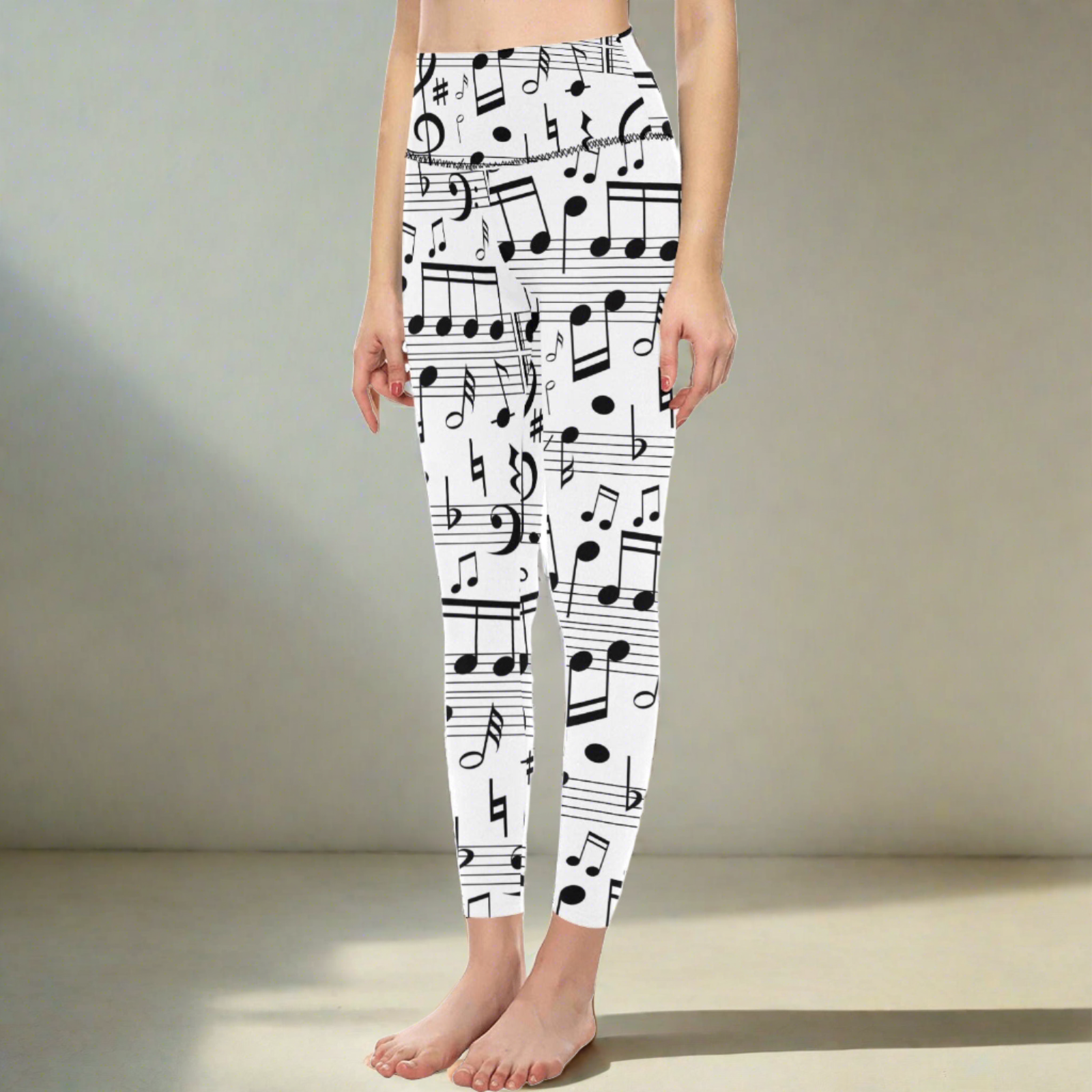 Music Scores White Women's High-Waisted Leggings