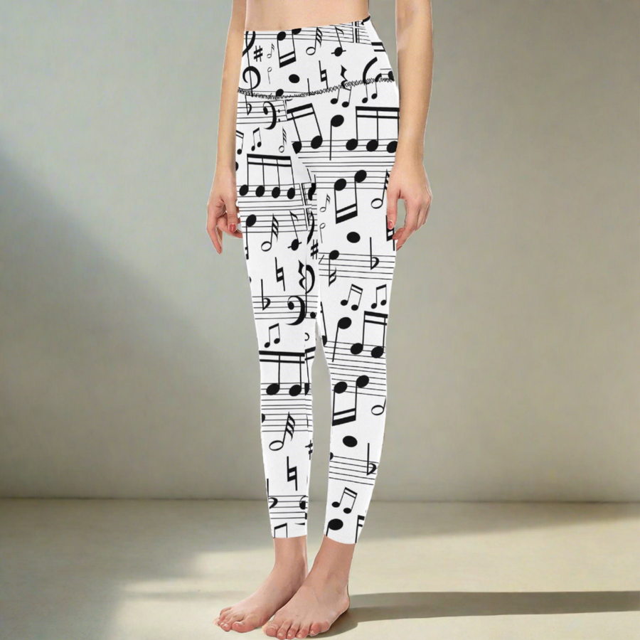 Music Scores White Women's High-Waisted Leggings