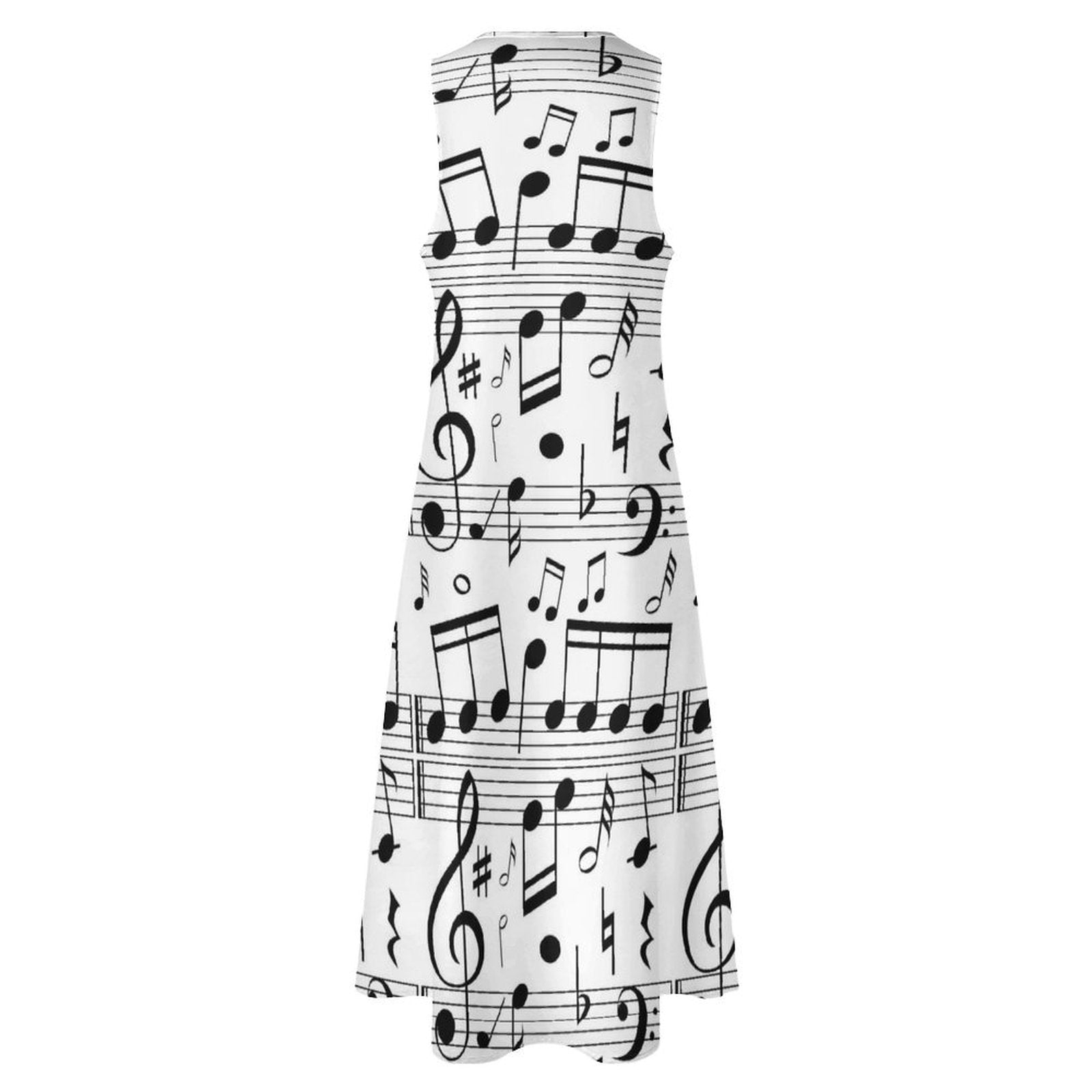 Classic Music Notes Sleeveless Long Dress