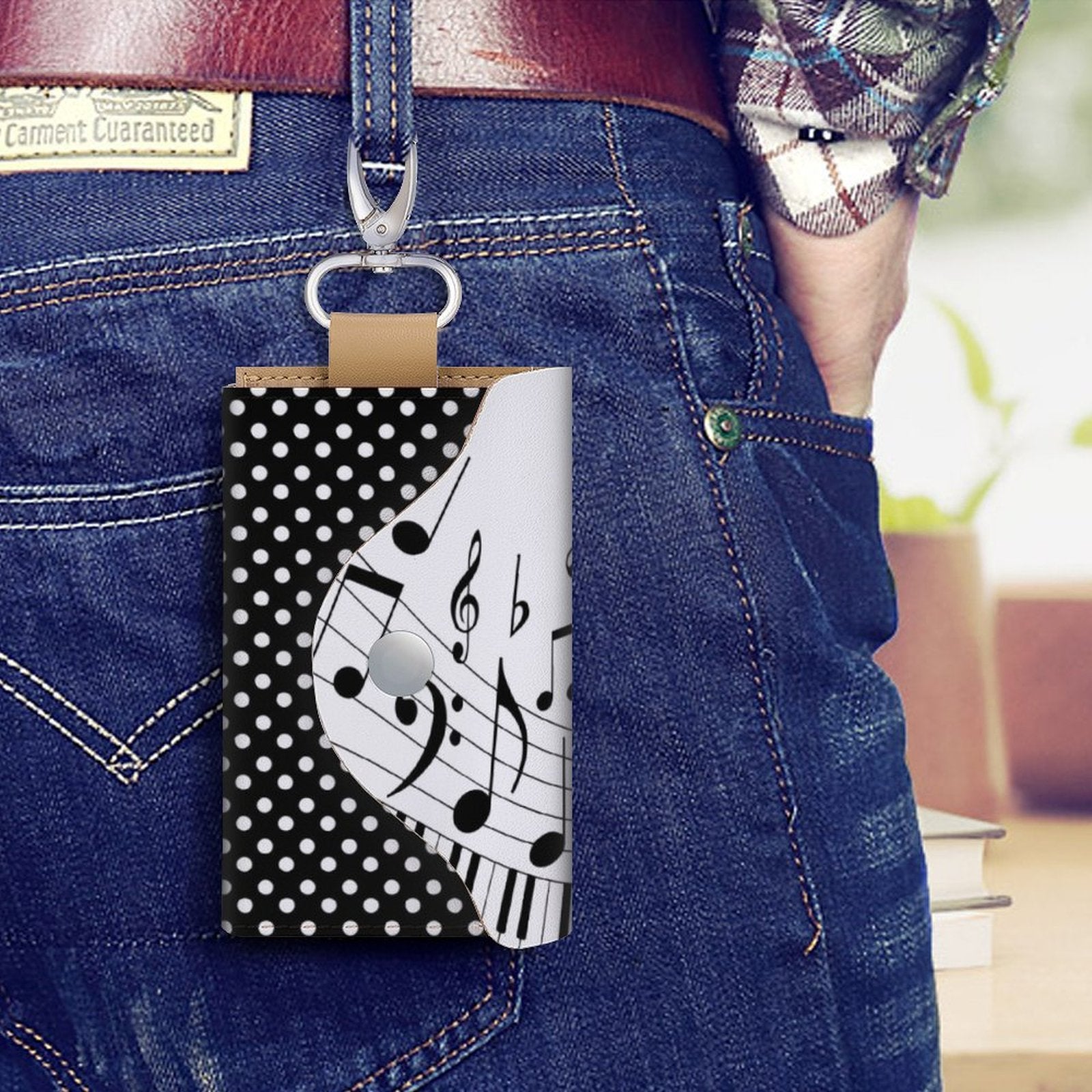 Music Dot Pattern Leather Key Bag