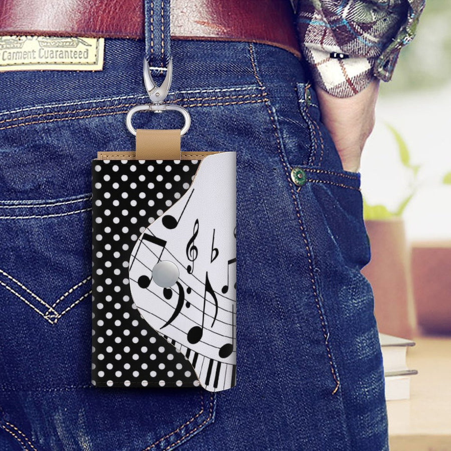 Music Dot Pattern Leather Key Bag
