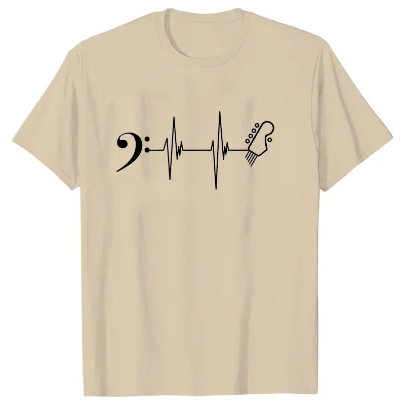 Guitar & Bass Clef Heartbeat T-shirt