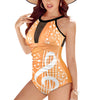 Summer Music High Neck Mesh Ruched Swimsuit