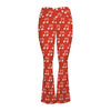 Red Music Notes Crossover High Waist Flare Leggings
