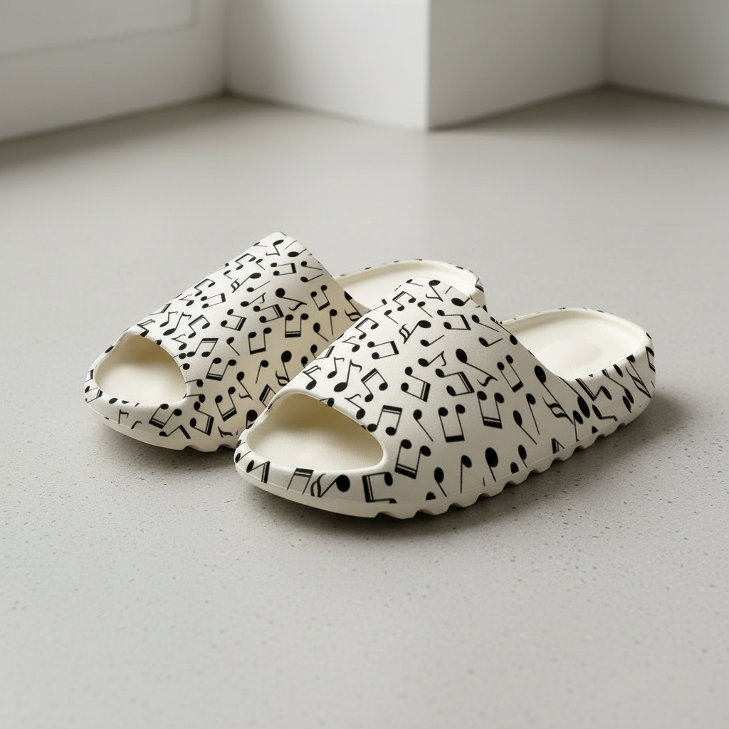 Music Notes Unisex Thick Sole Slippers