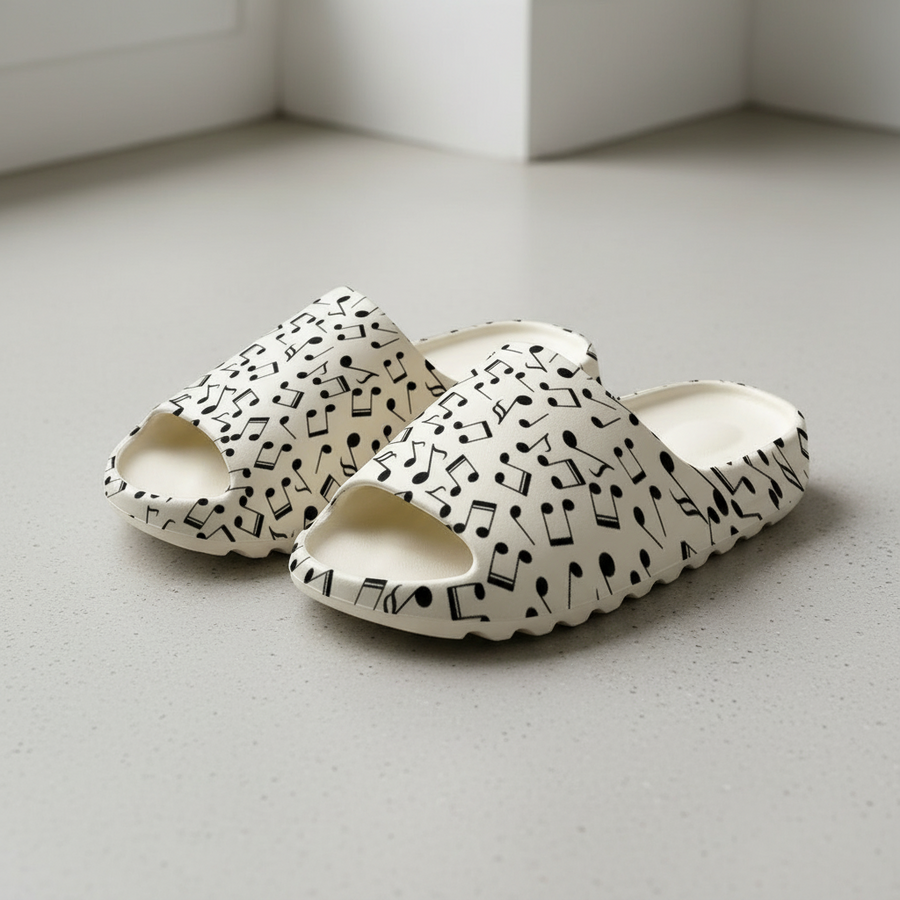 Music Notes Unisex Thick Sole Slippers