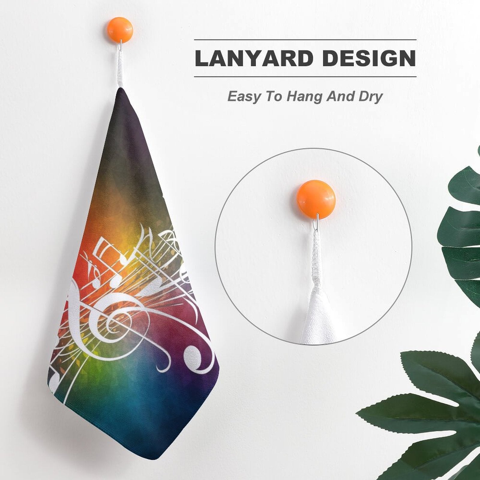 Colorful Music Print Hand Towel