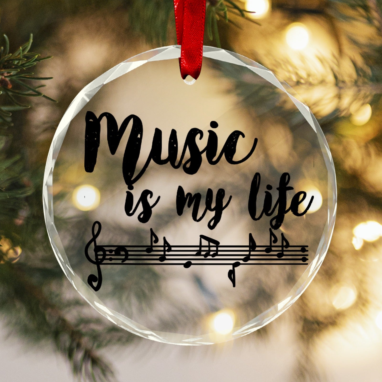 "Music Is My Life" Crystal Hanging Ornament