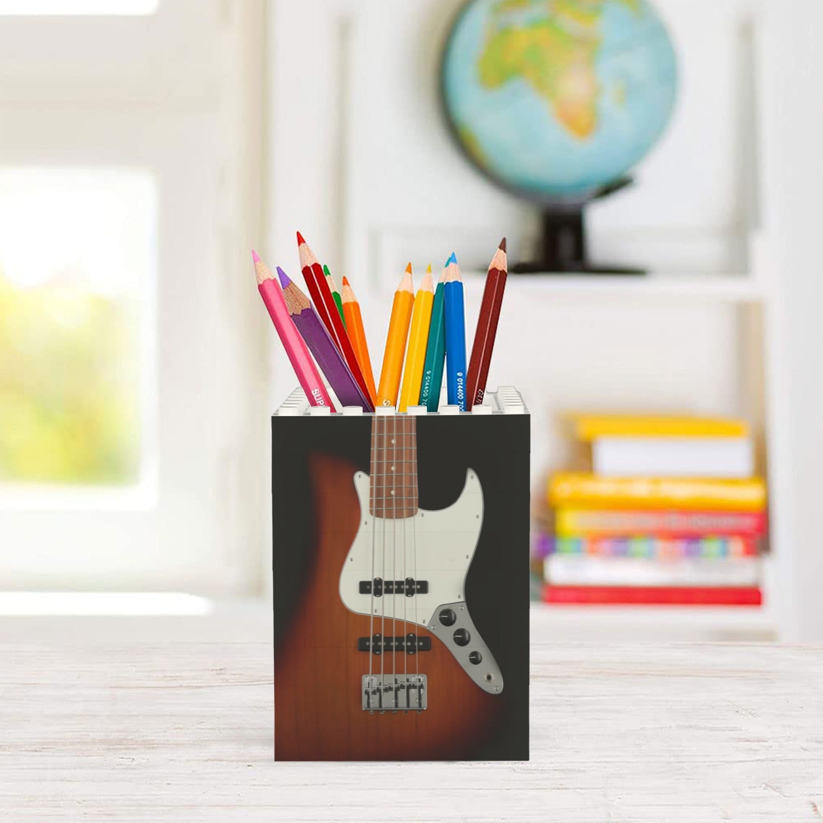 Bass Guitar Building Bricks Pencil Holder