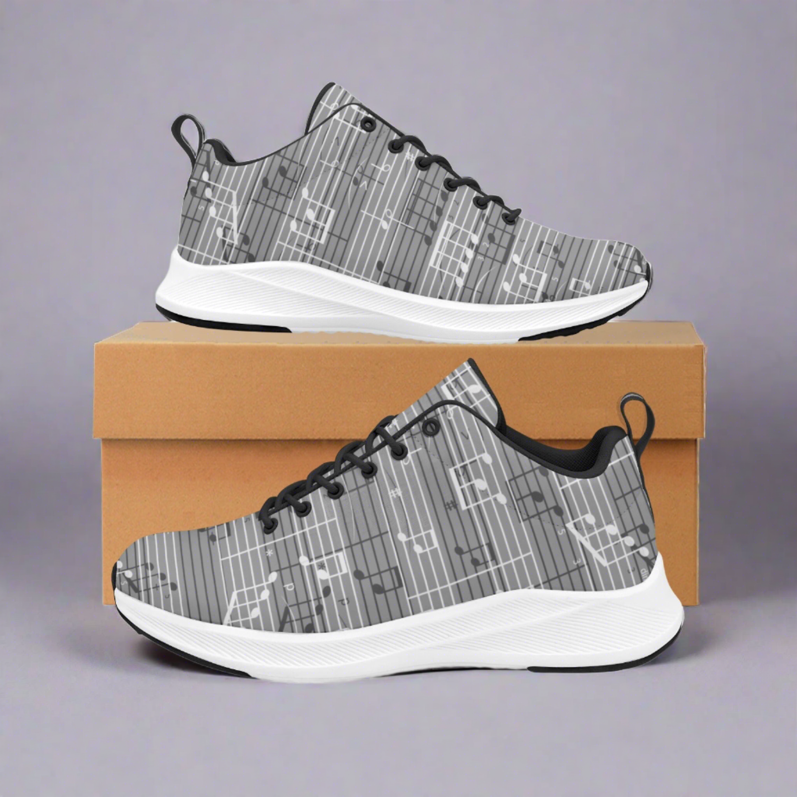 Gray Music Notes Women's Alpha Running Shoes