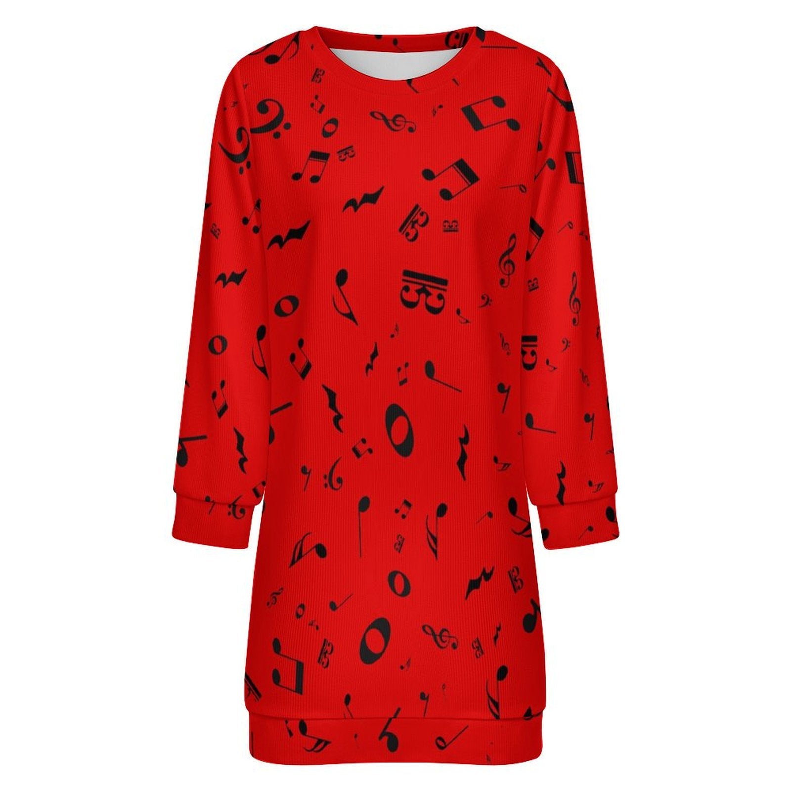 Red & Black Music Sweater Dress