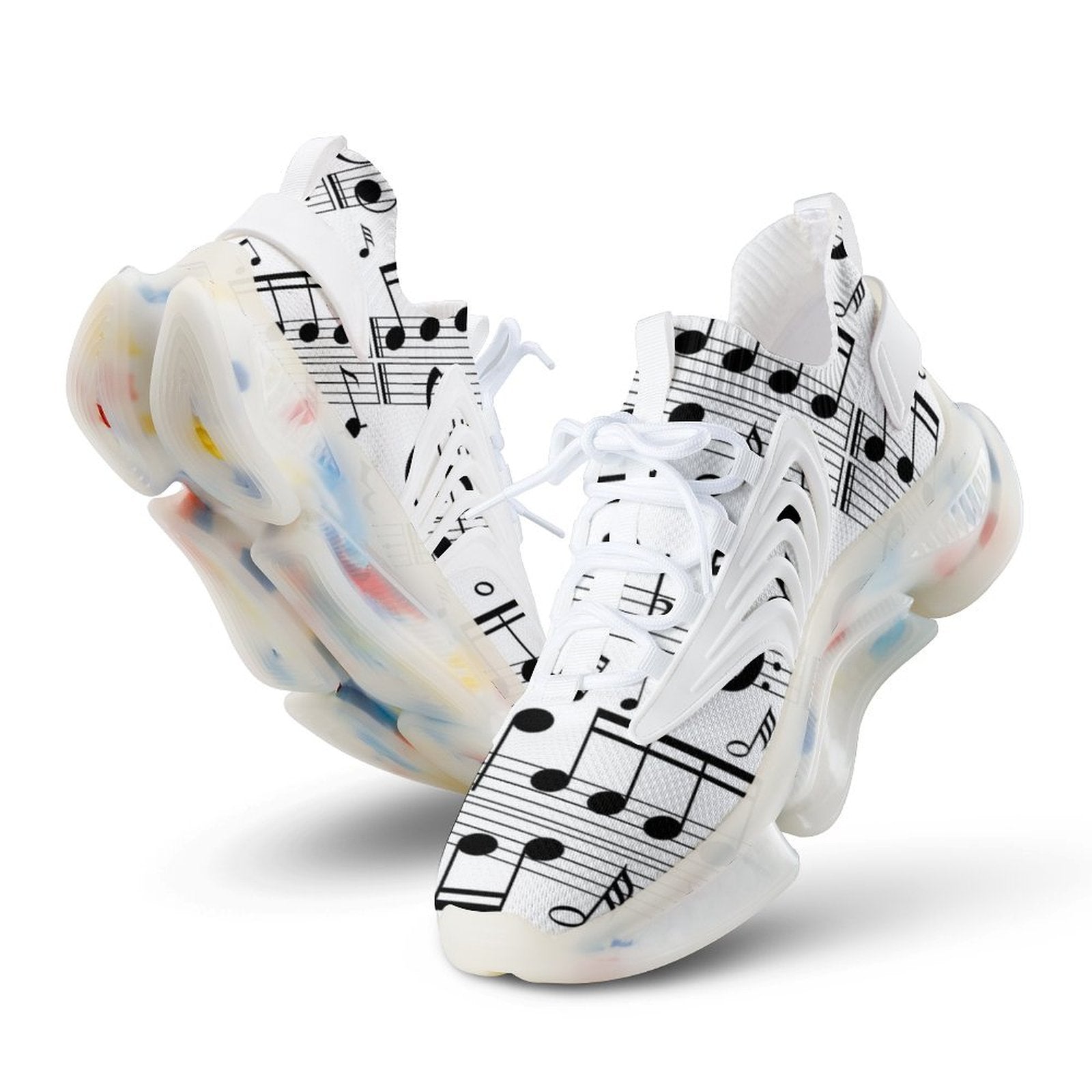 Music Scores White Men's Mesh Sneakers