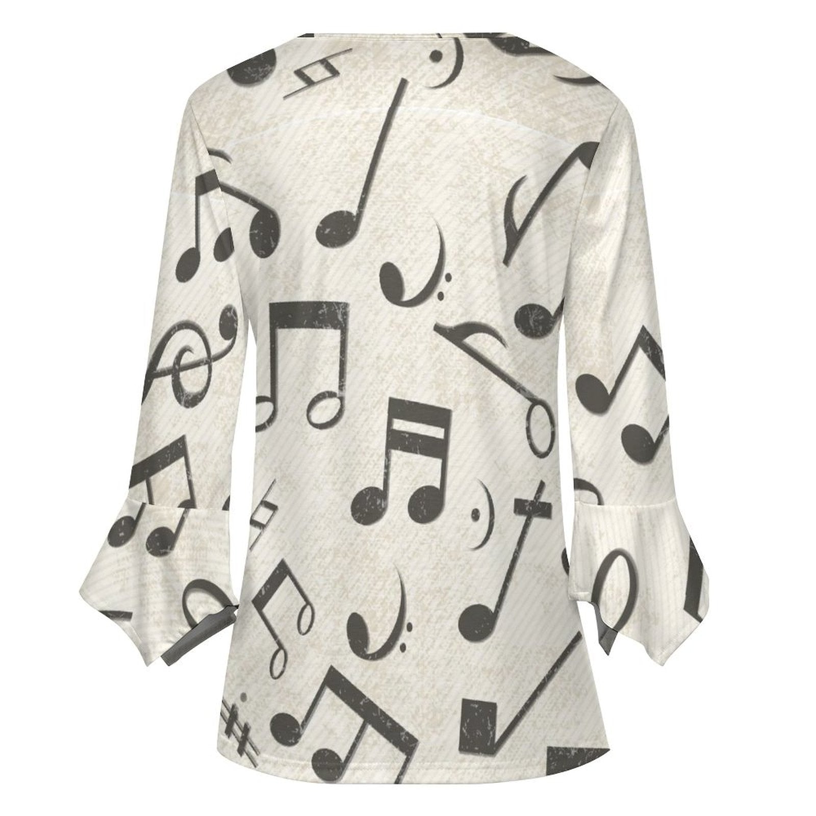 Vintage Music Button Up Ruffled Petal Sleeve Top