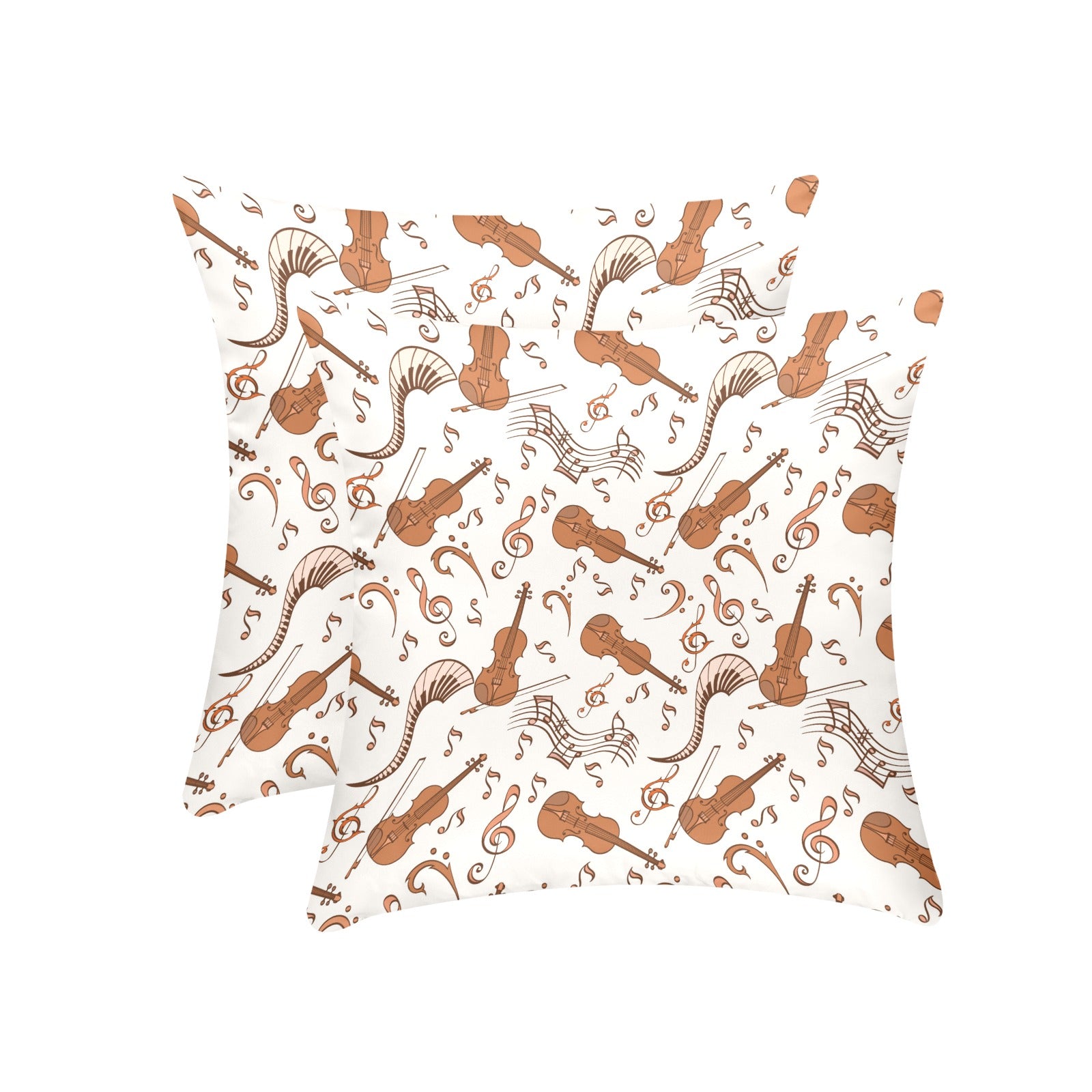 Violin Pattern Peach Skin Pillowcase Set 18"x18"