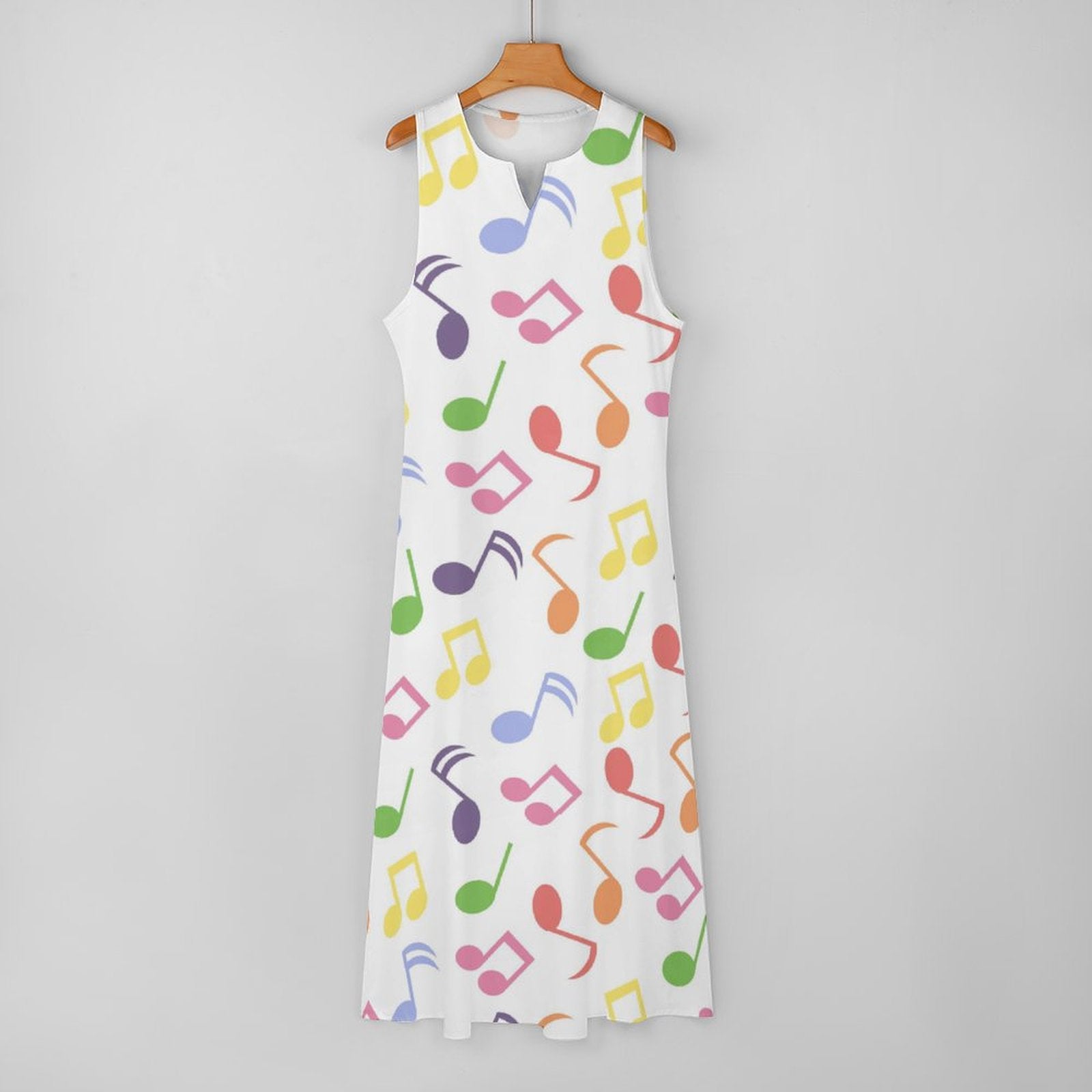 Rainbow Music Notes Sleeveless Long Dress
