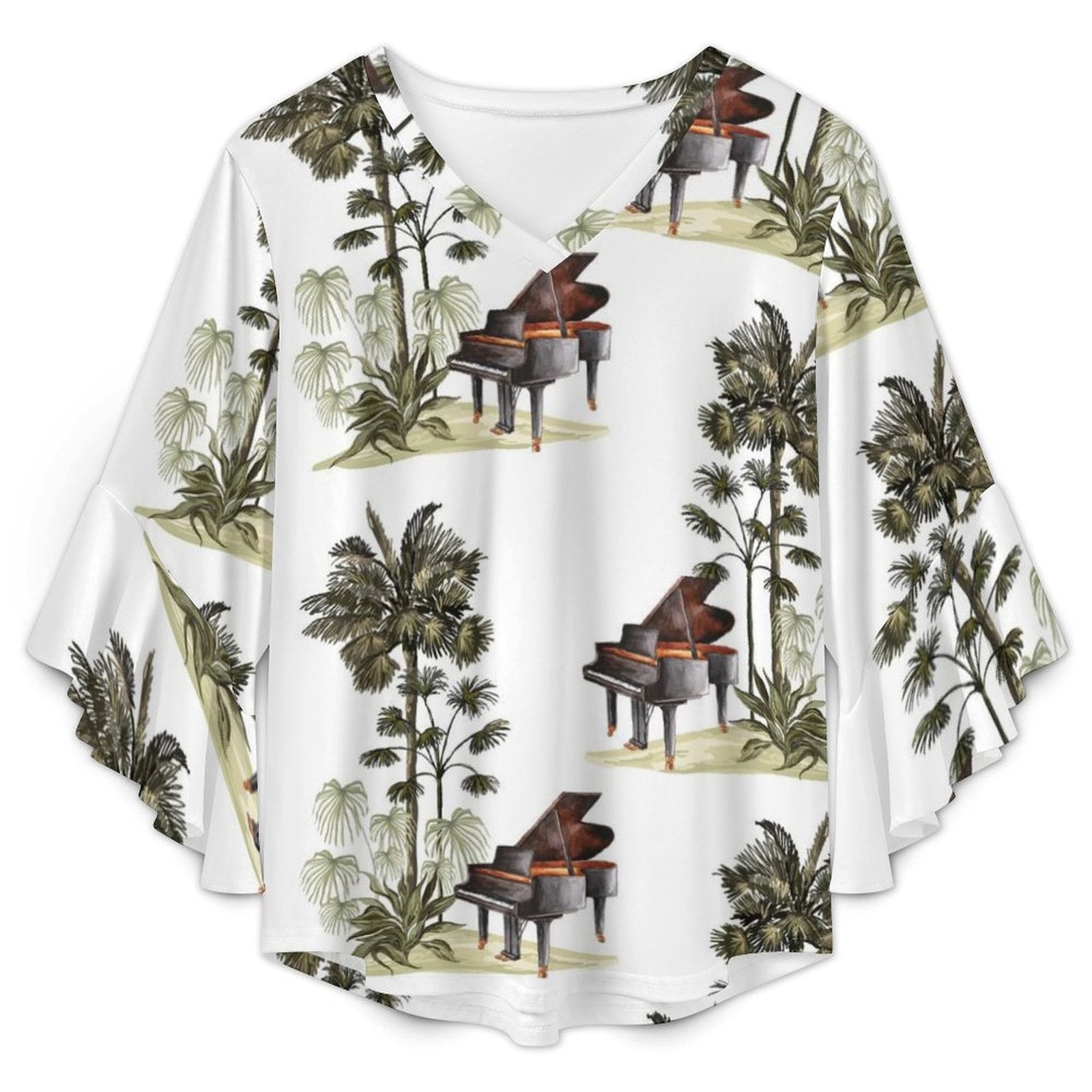 Grand Piano Women's Ruffled Sleeve Blouse