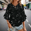 Music Theme Women's Ruffled Sleeve Blouse