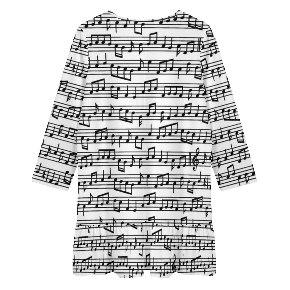 Music Style V-Neck Ruffle Mini Dress