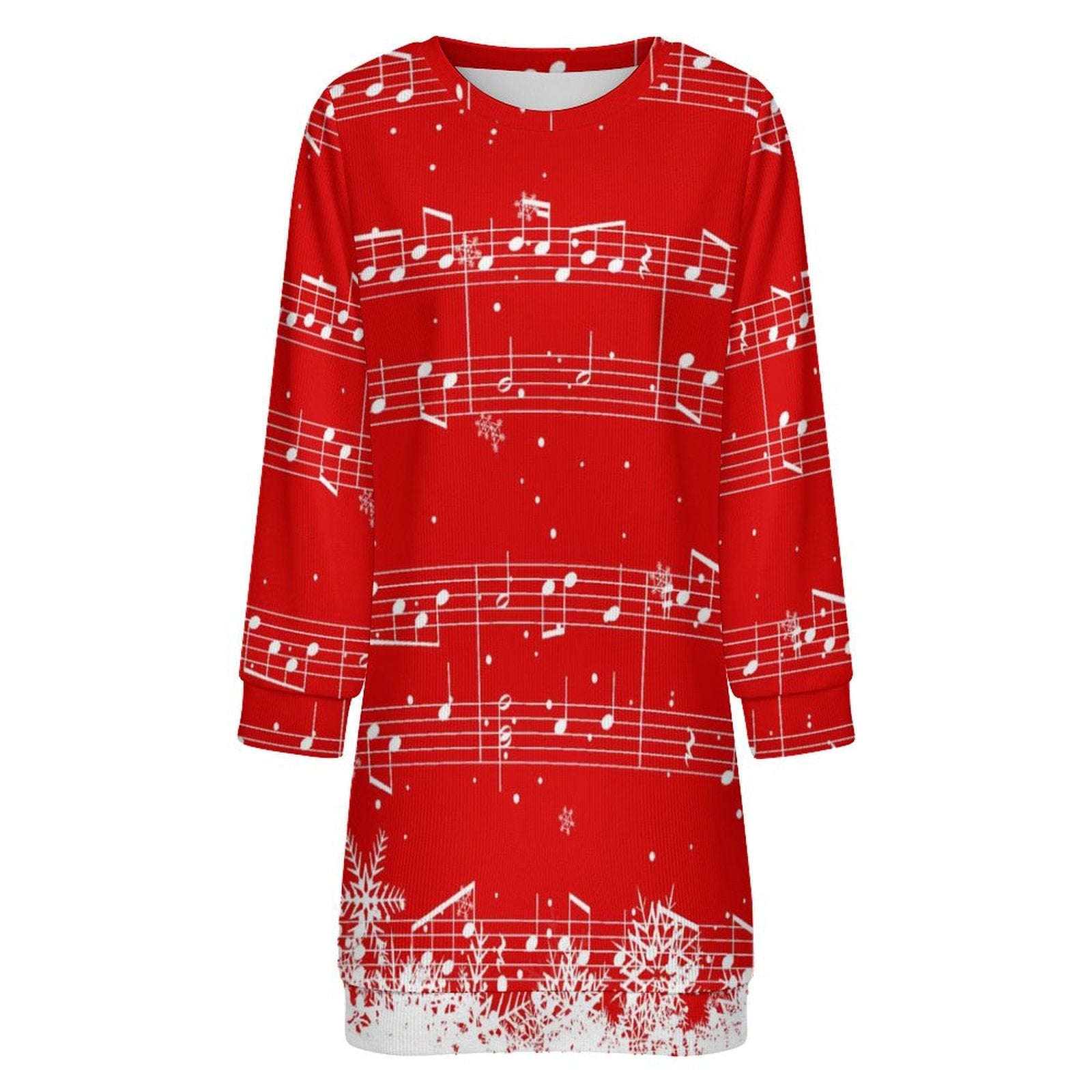 Snowy Music Christmas Sweater Dress