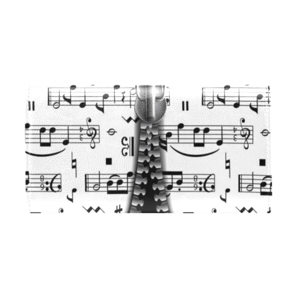 Zip-up Music Sheet Women's Trifold Wallet