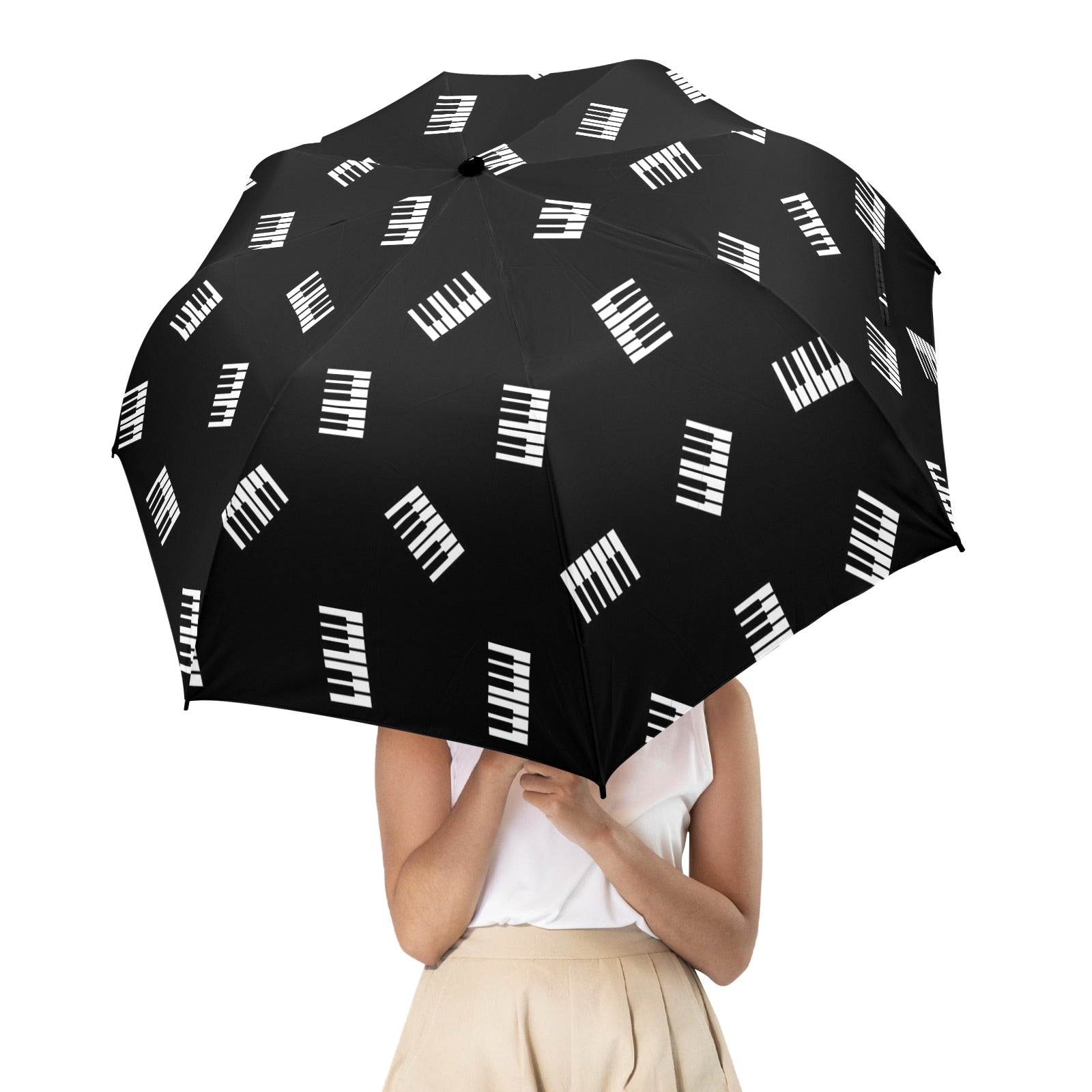 Piano Keyboard Semi-Automatic Foldable Umbrella