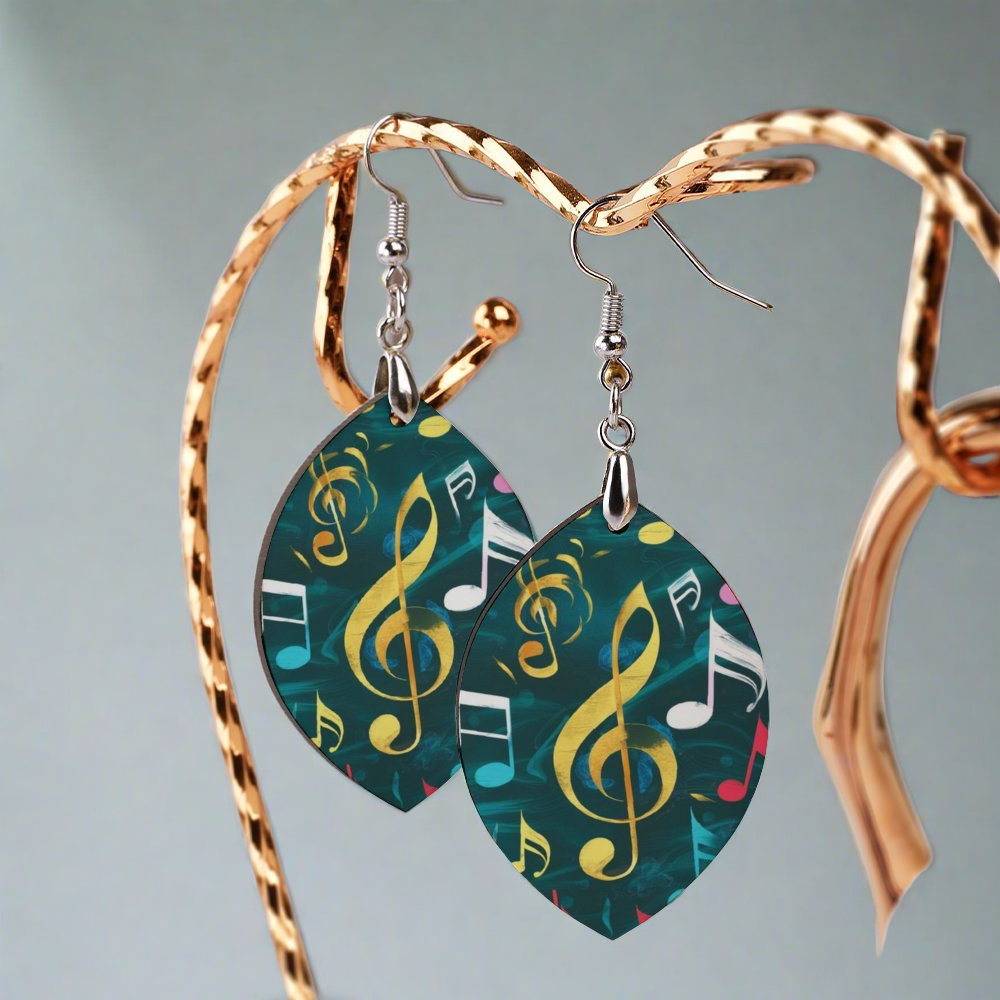 Jade Music Wooden Dangle Earrings