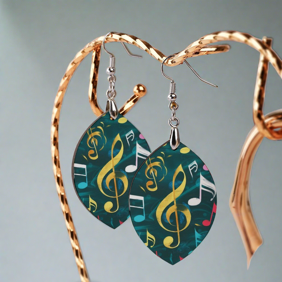 Jade Music Wooden Dangle Earrings