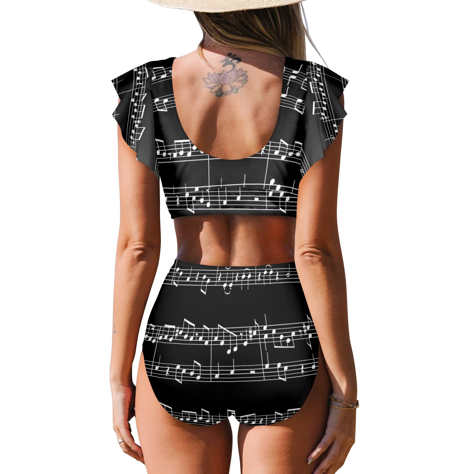 Classic Music Black Ruffle Sleeve Bikini