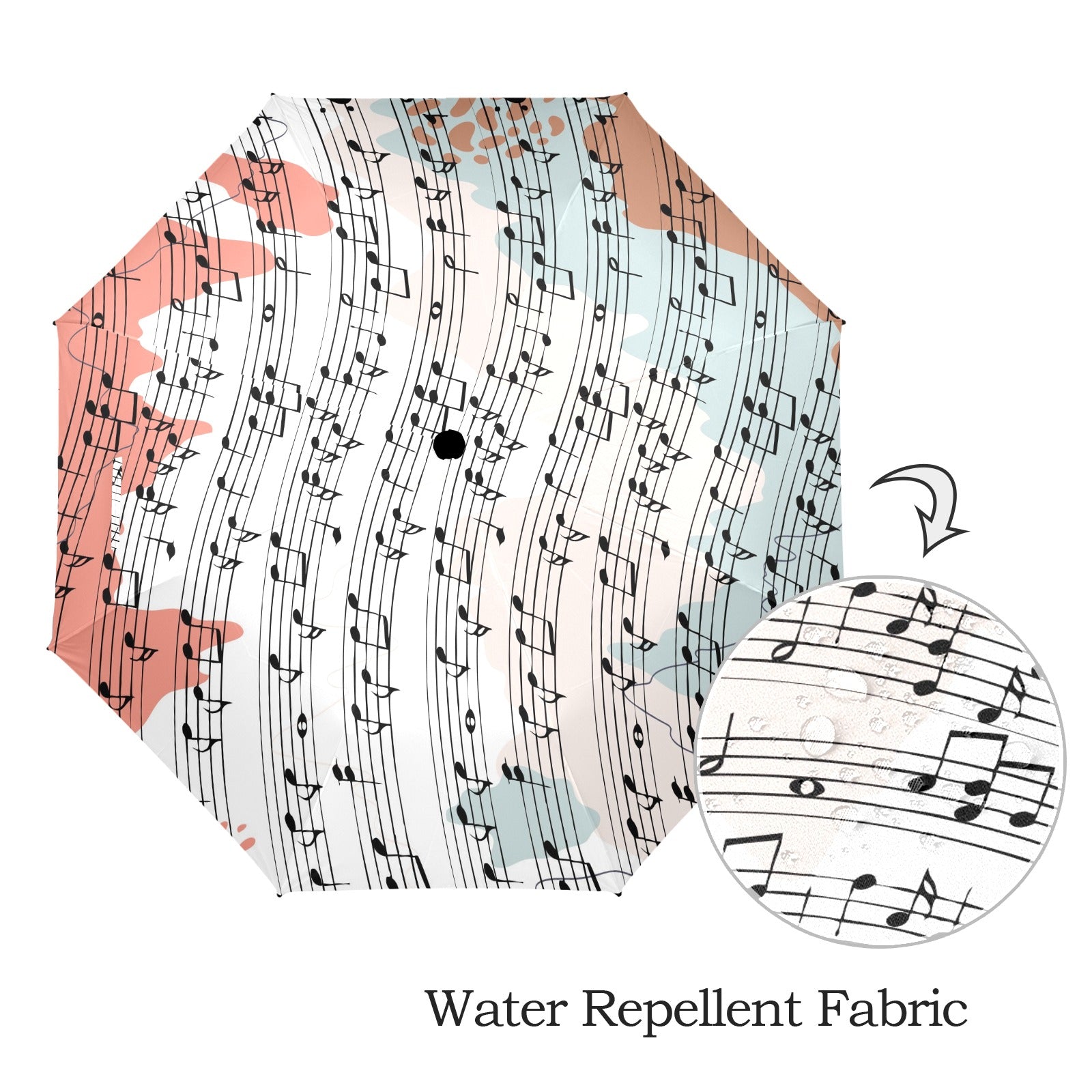 Colorful Music Scores Semi-Automatic Foldable Umbrella