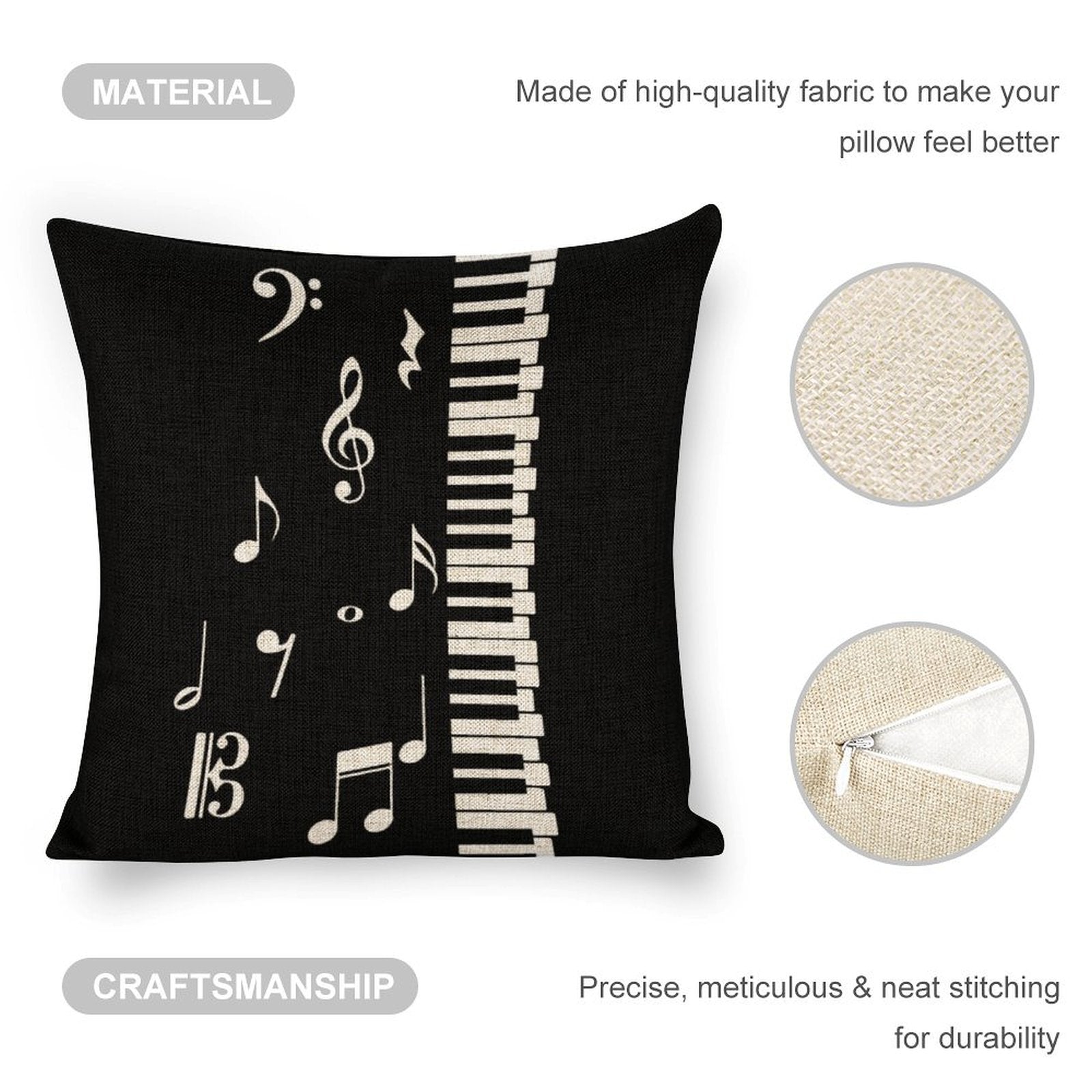 Piano Player Linen Pillowcase (Set of 4)