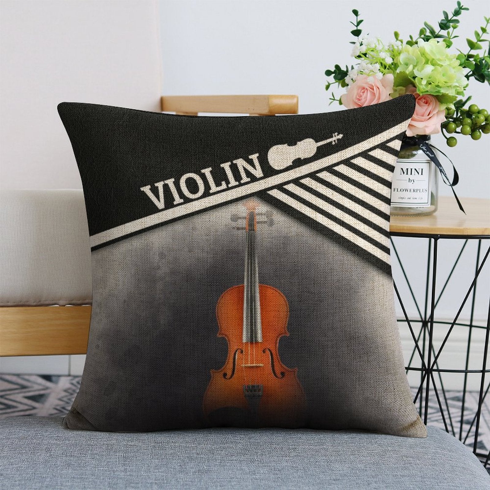 Piano Violin Drum Trumpet Linen Pillowcase (Set of 4)