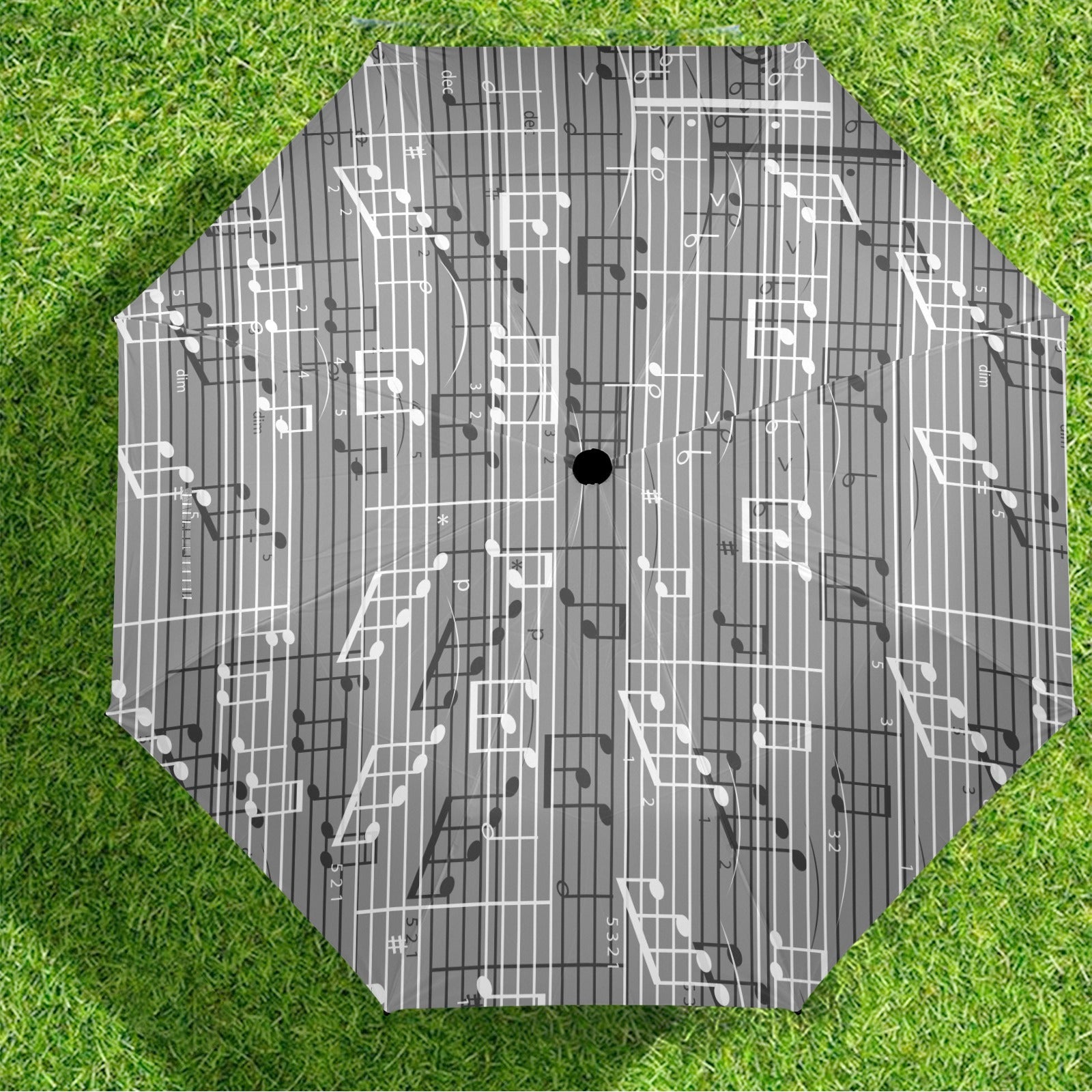 Gray Tone Music Semi-Automatic Foldable Umbrella