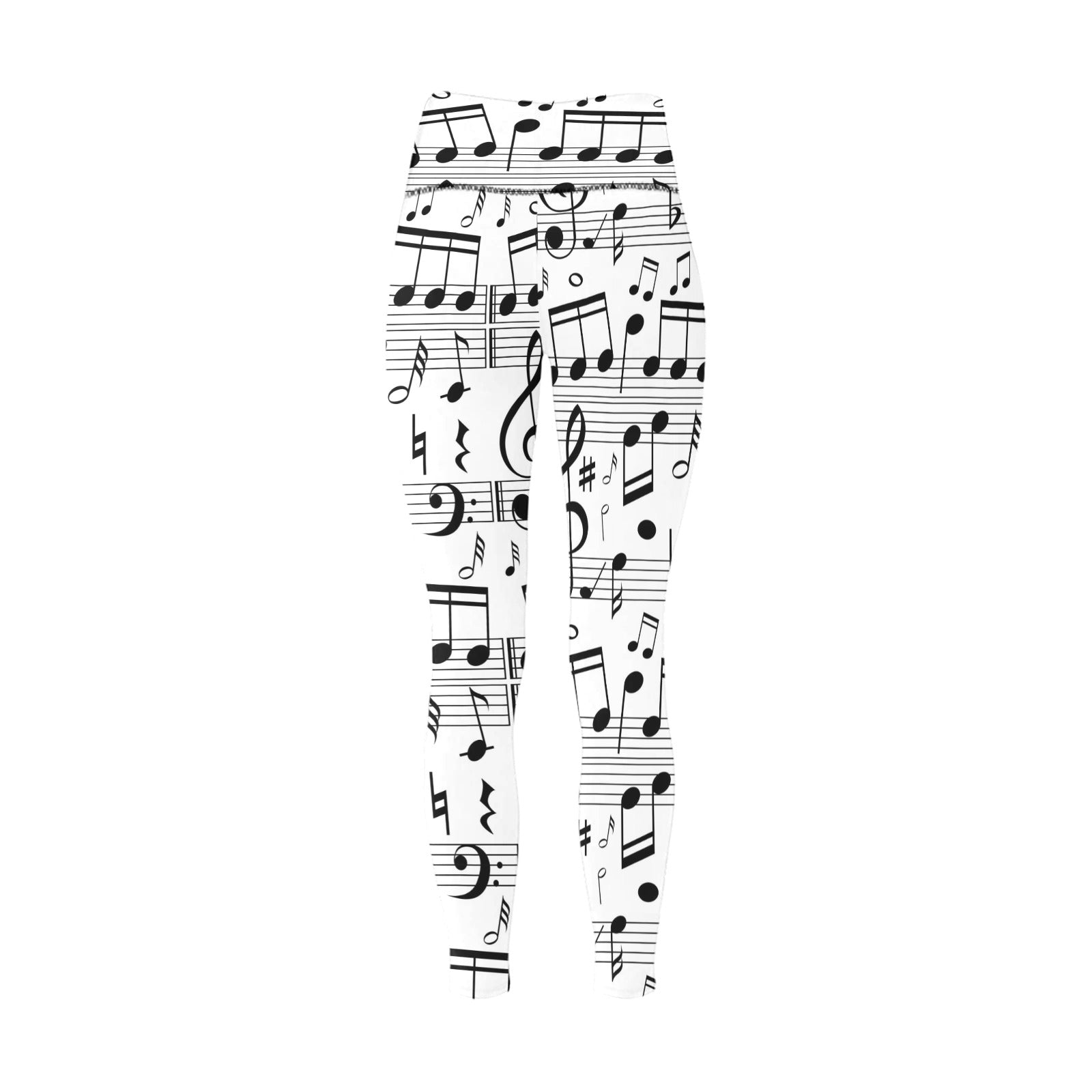 Music Scores White Women's High-Waisted Leggings