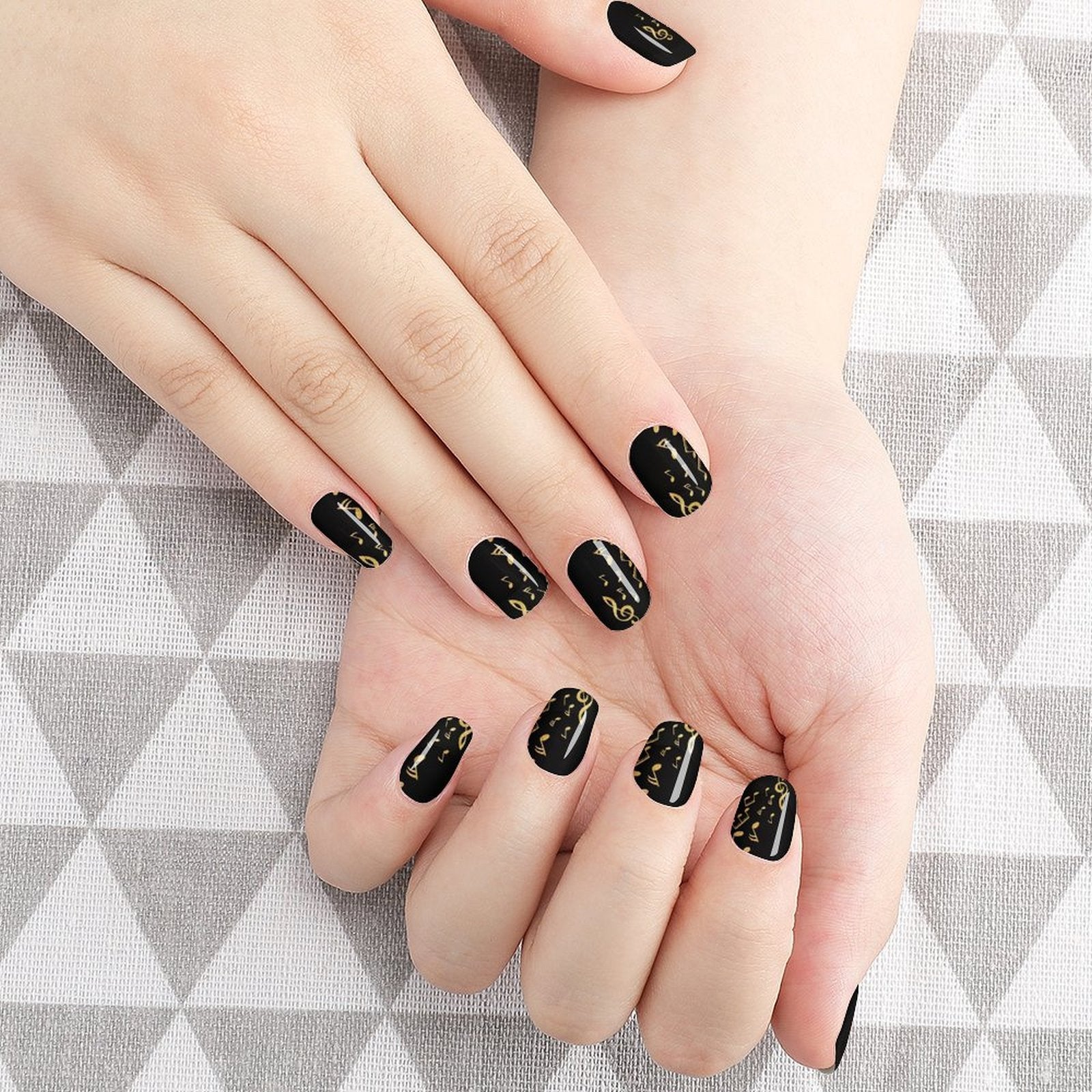 Music Black Nail Stickers