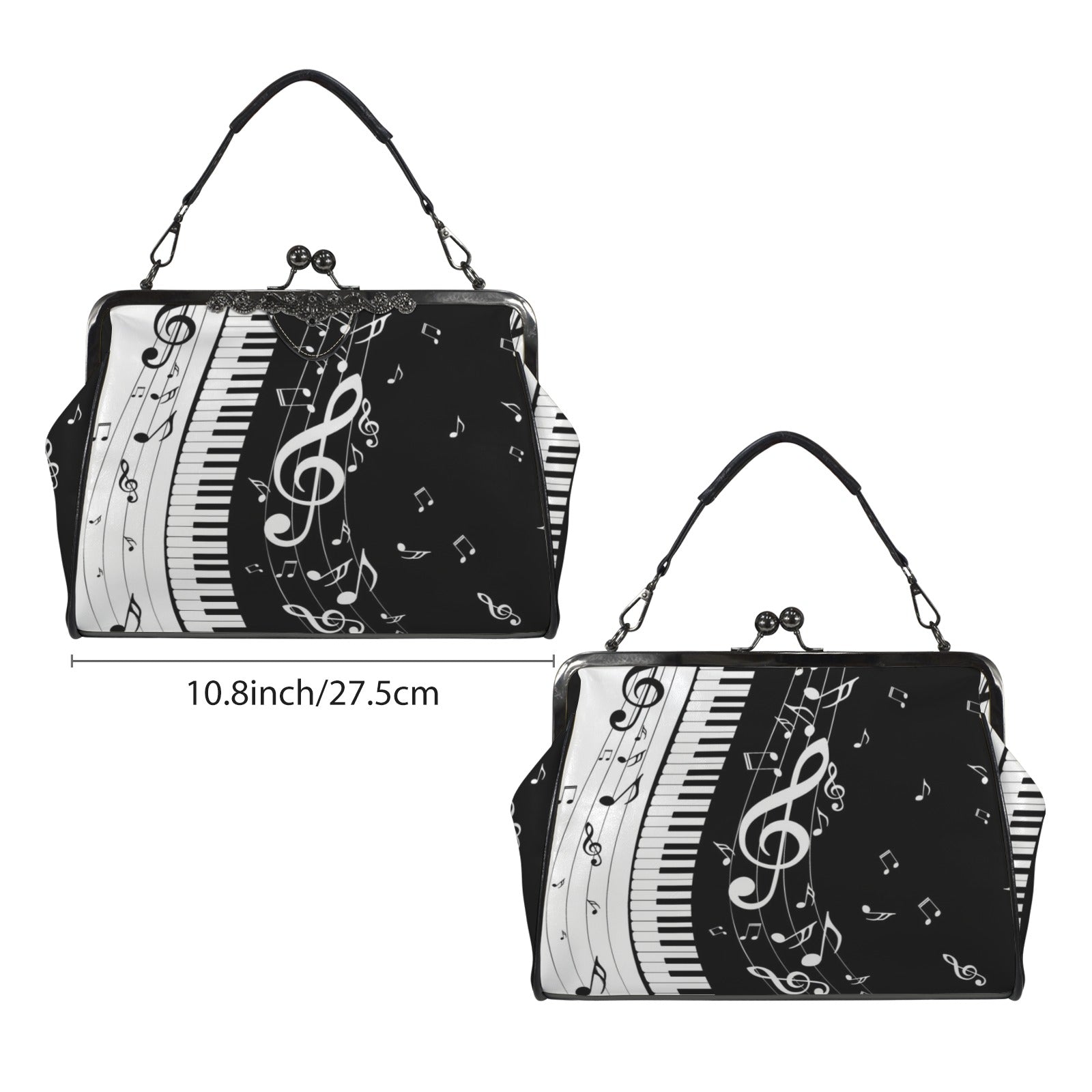 Piano Lovers Kisslock Two-Way Handbag