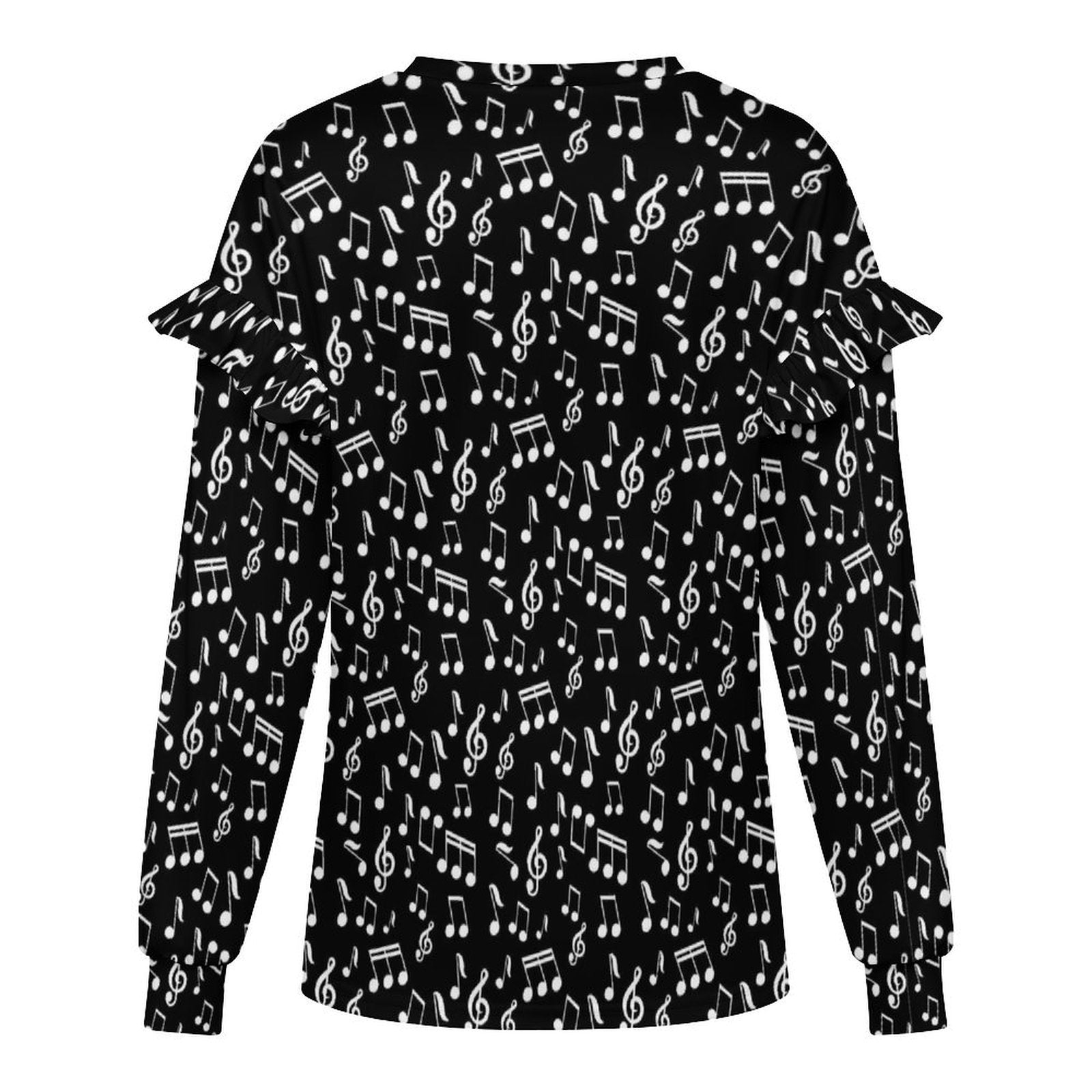 Music Black Ruffle Shoulder Sweatshirt