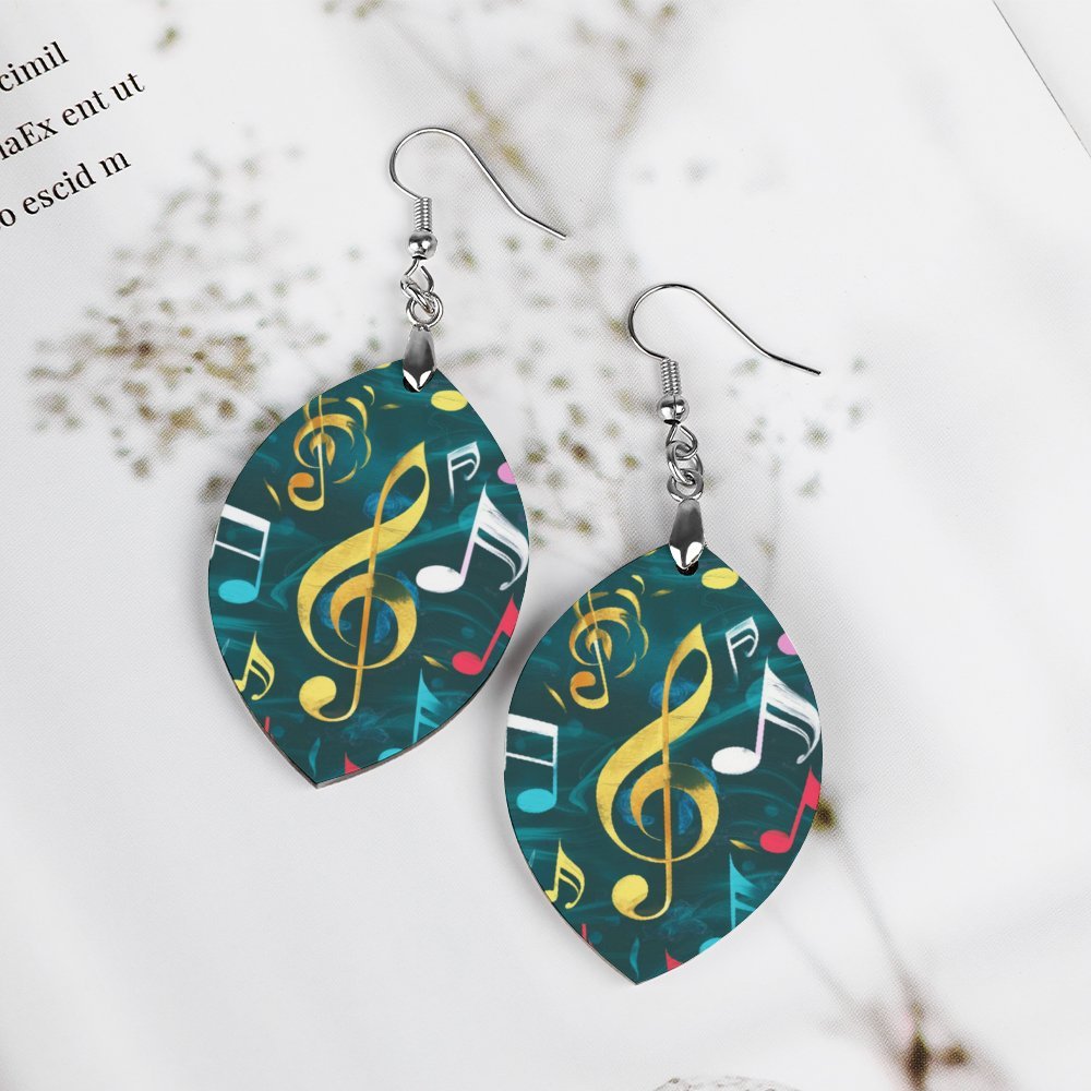 Jade Music Wooden Dangle Earrings