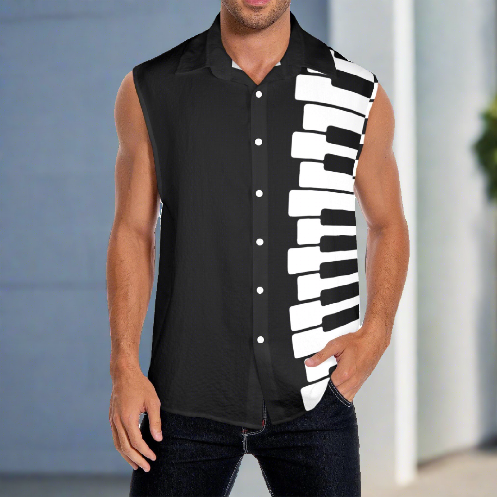 Piano Keys Men's Sleeveless Shirt
