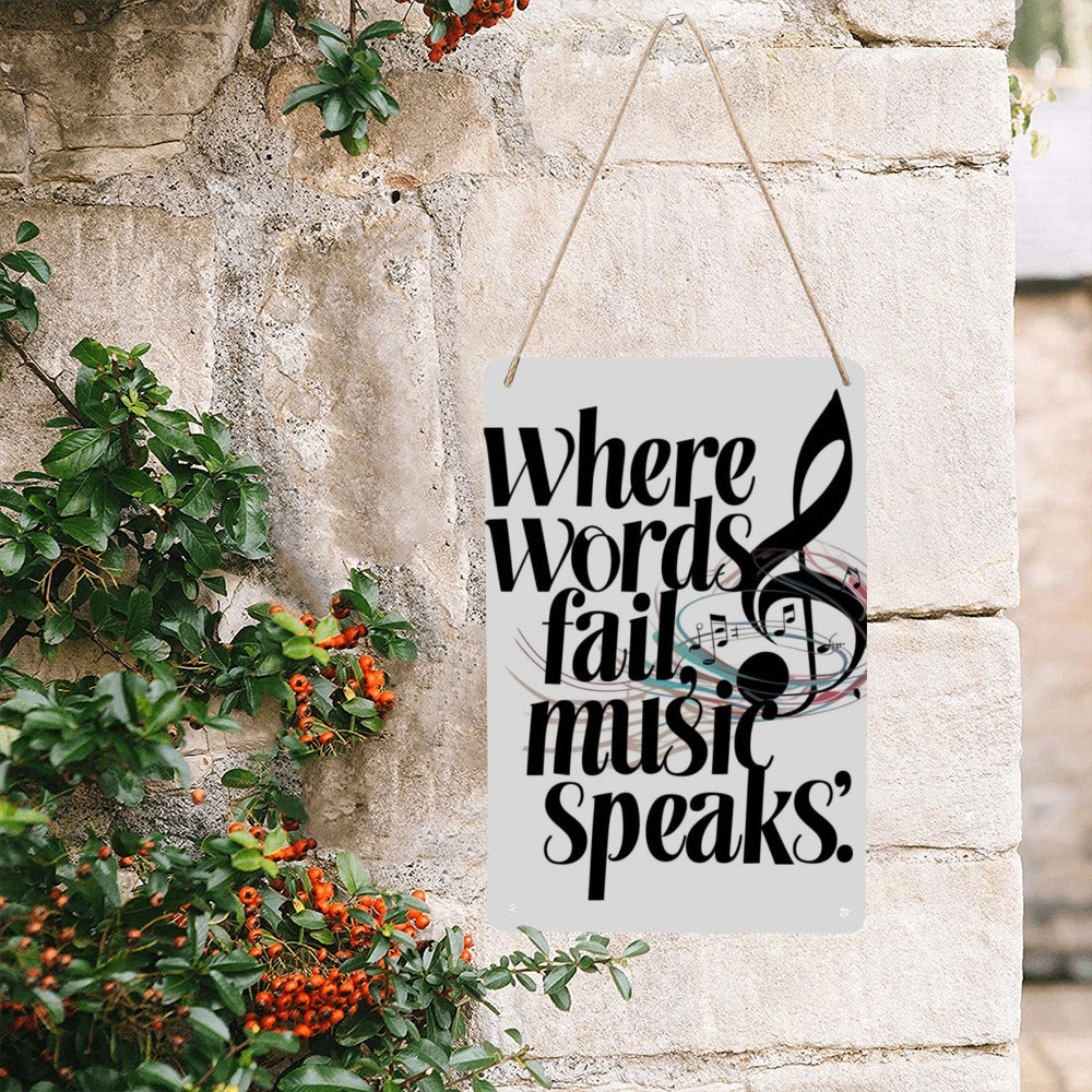 MUSIC SPEAKS Decorative Metal Tin Sign 8" x 12"