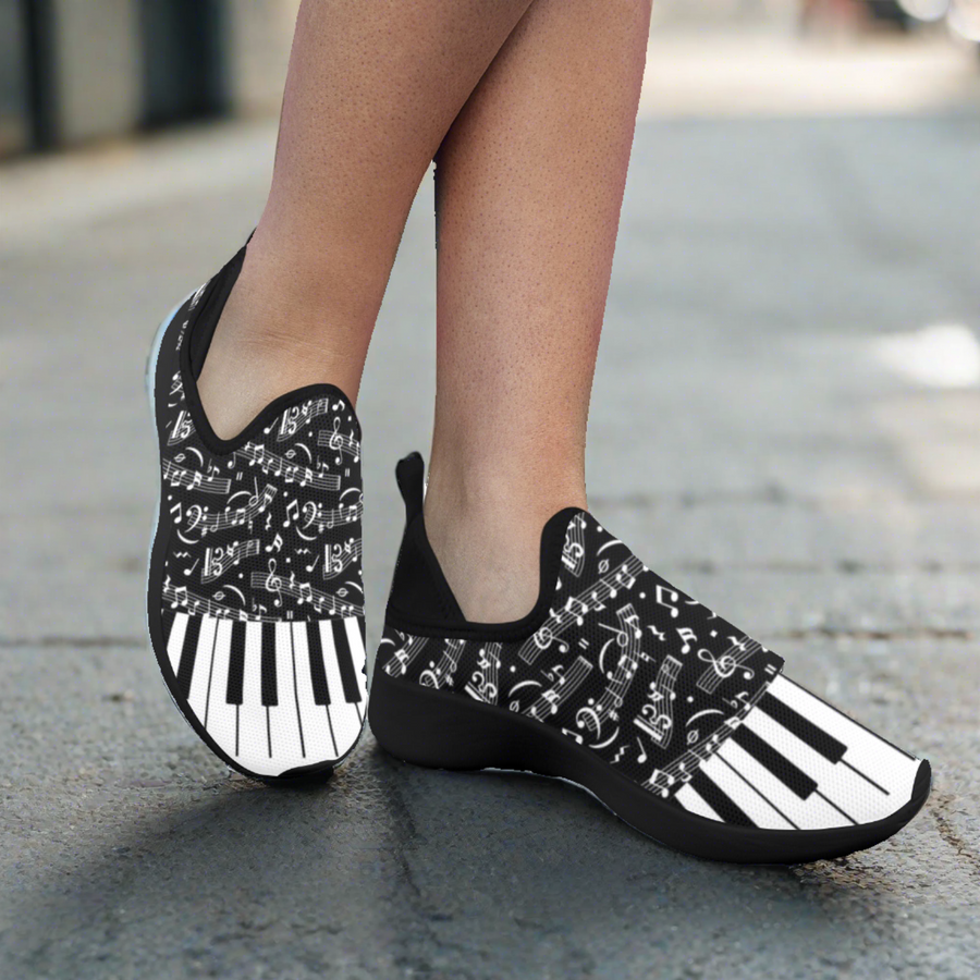 Piano & Notes Fly Weave Women's Sneakers (Drop-in-Heel)