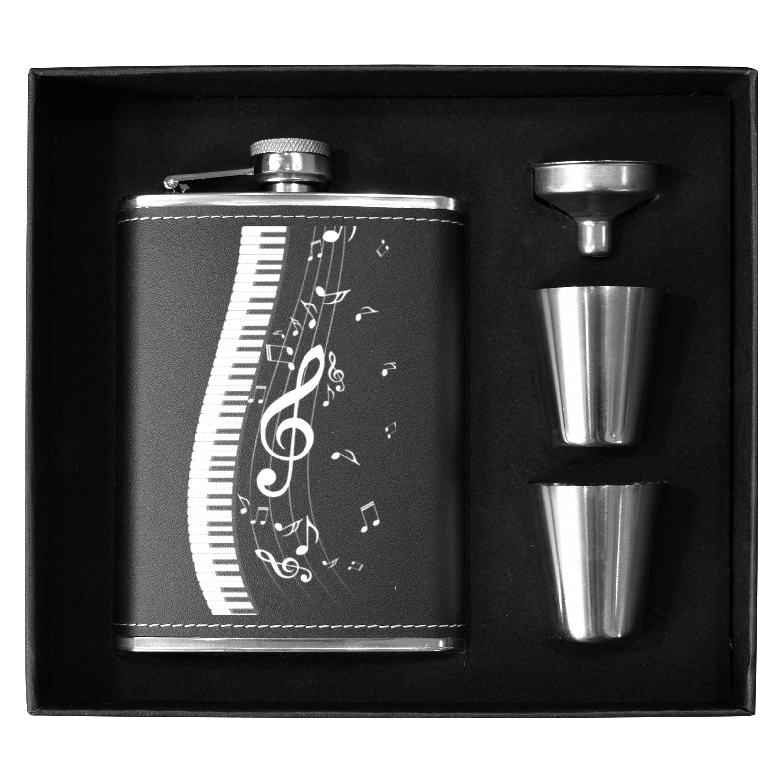 Piano Black 8oz Black Hip Flask