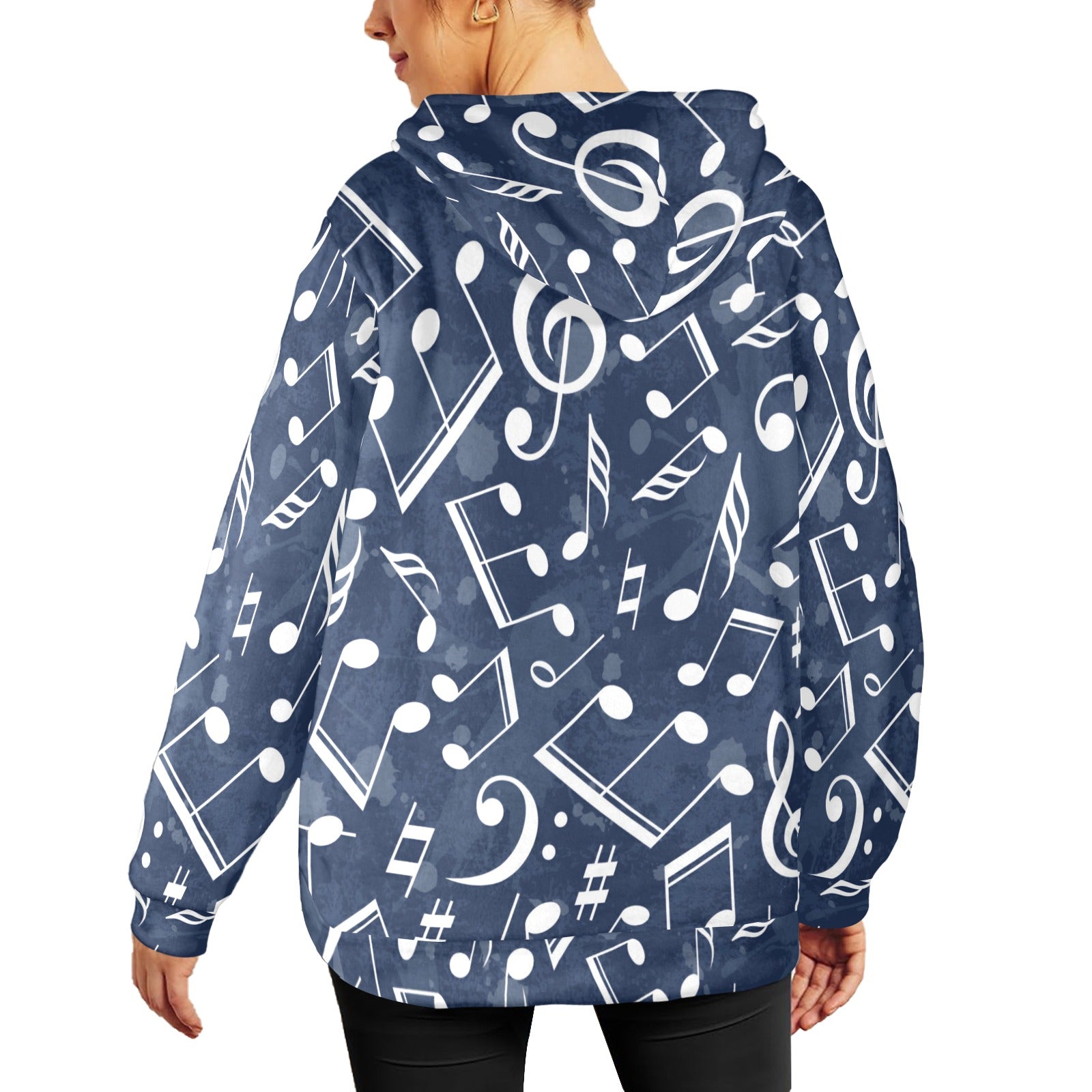 Music Navy Women's Flannel Hoodie