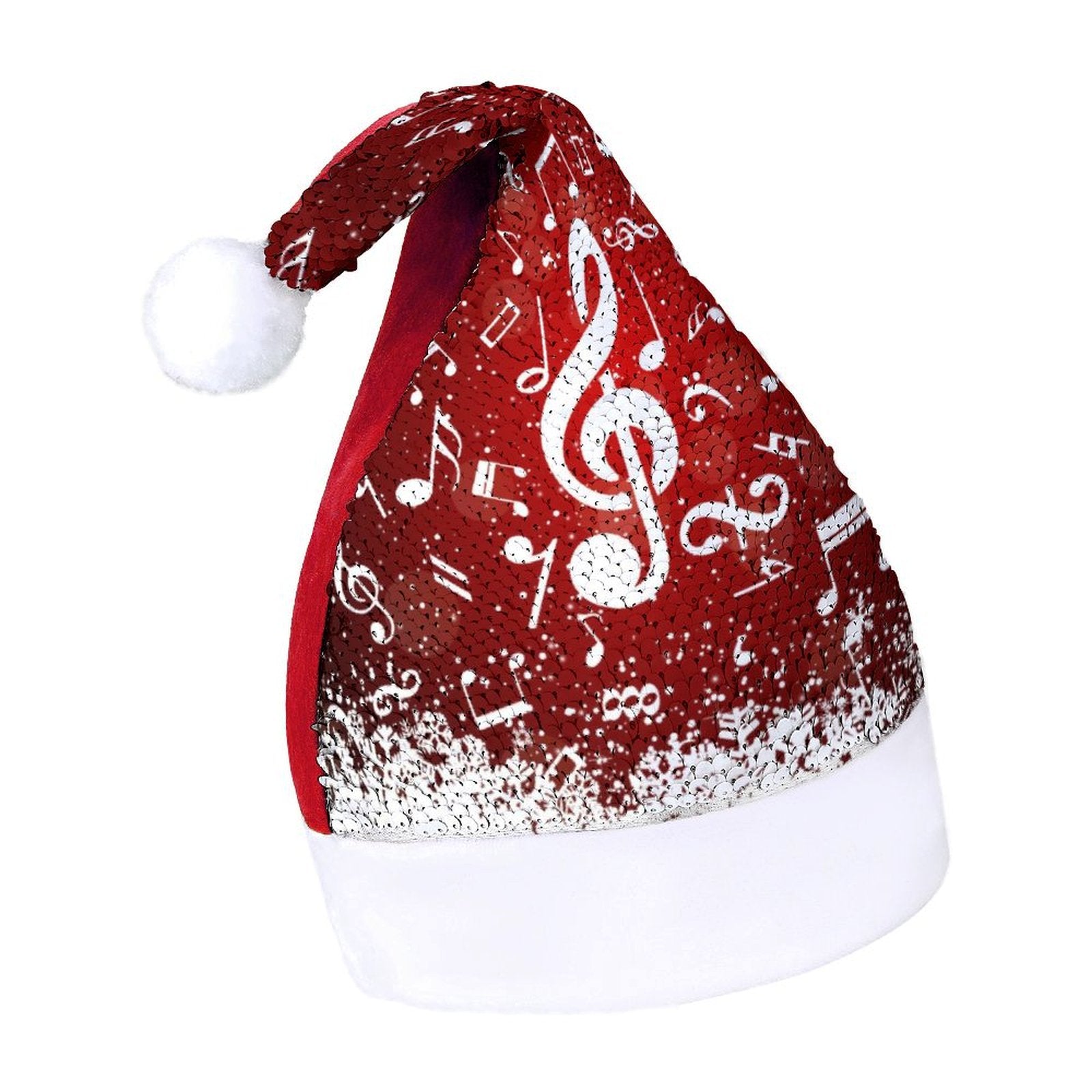 Treble Clef Christmas Sequin Santa Hat