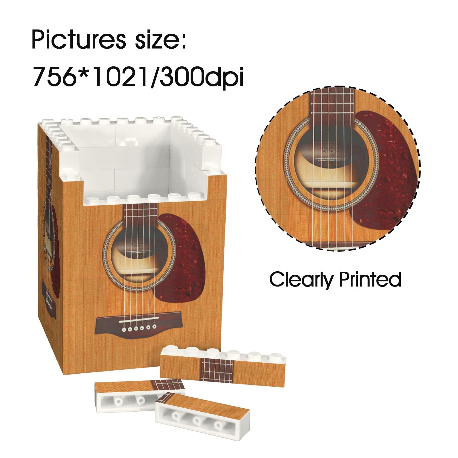 Wooden Guitar Building Bricks Pencil Holder