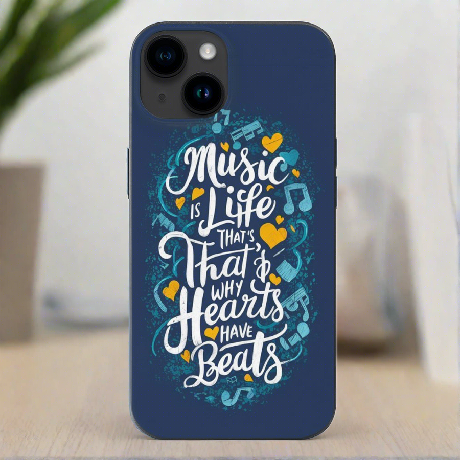 Music Is Life Quote Blue iPhone Phone Case