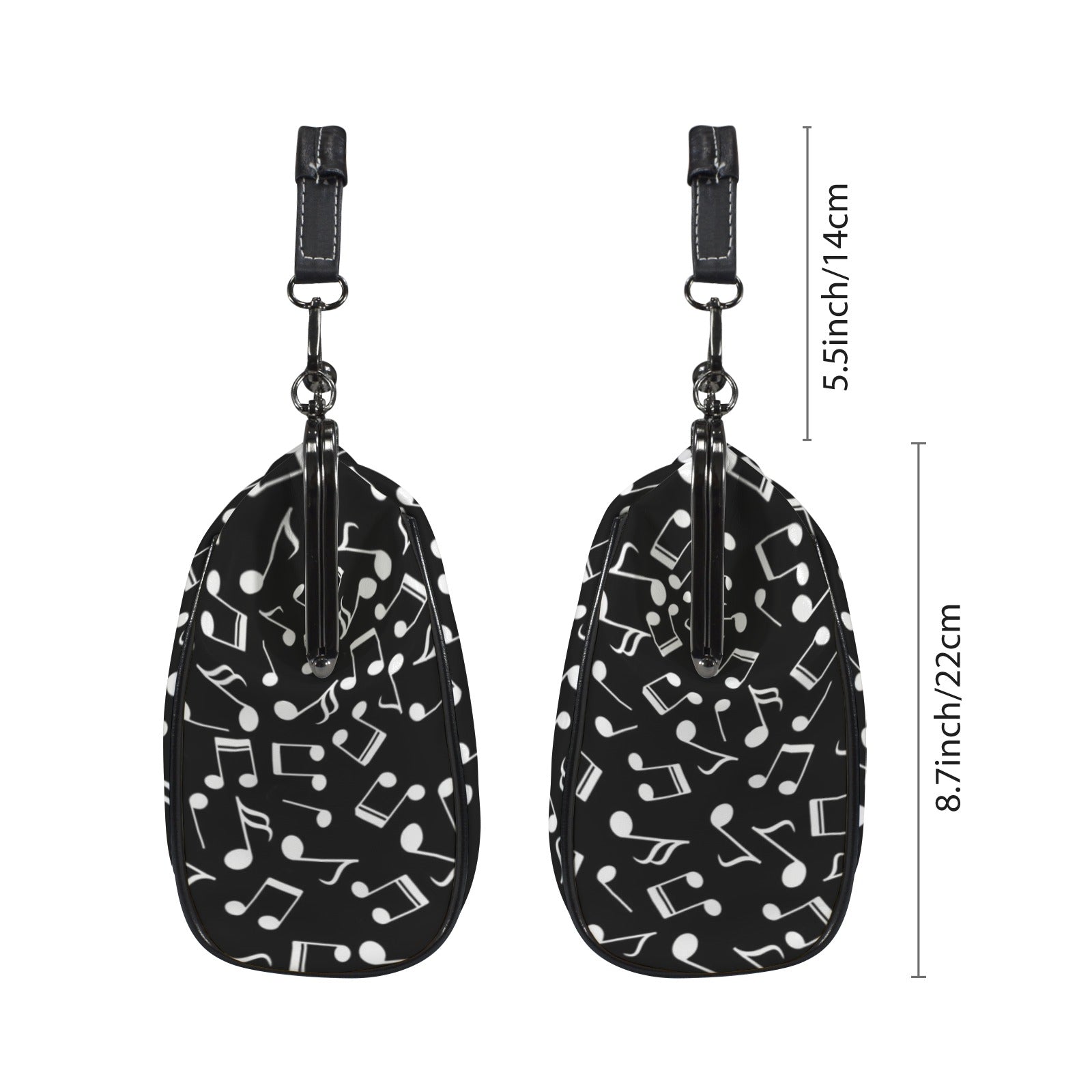 Music Notes Heart Kisslock Two-Way Handbag