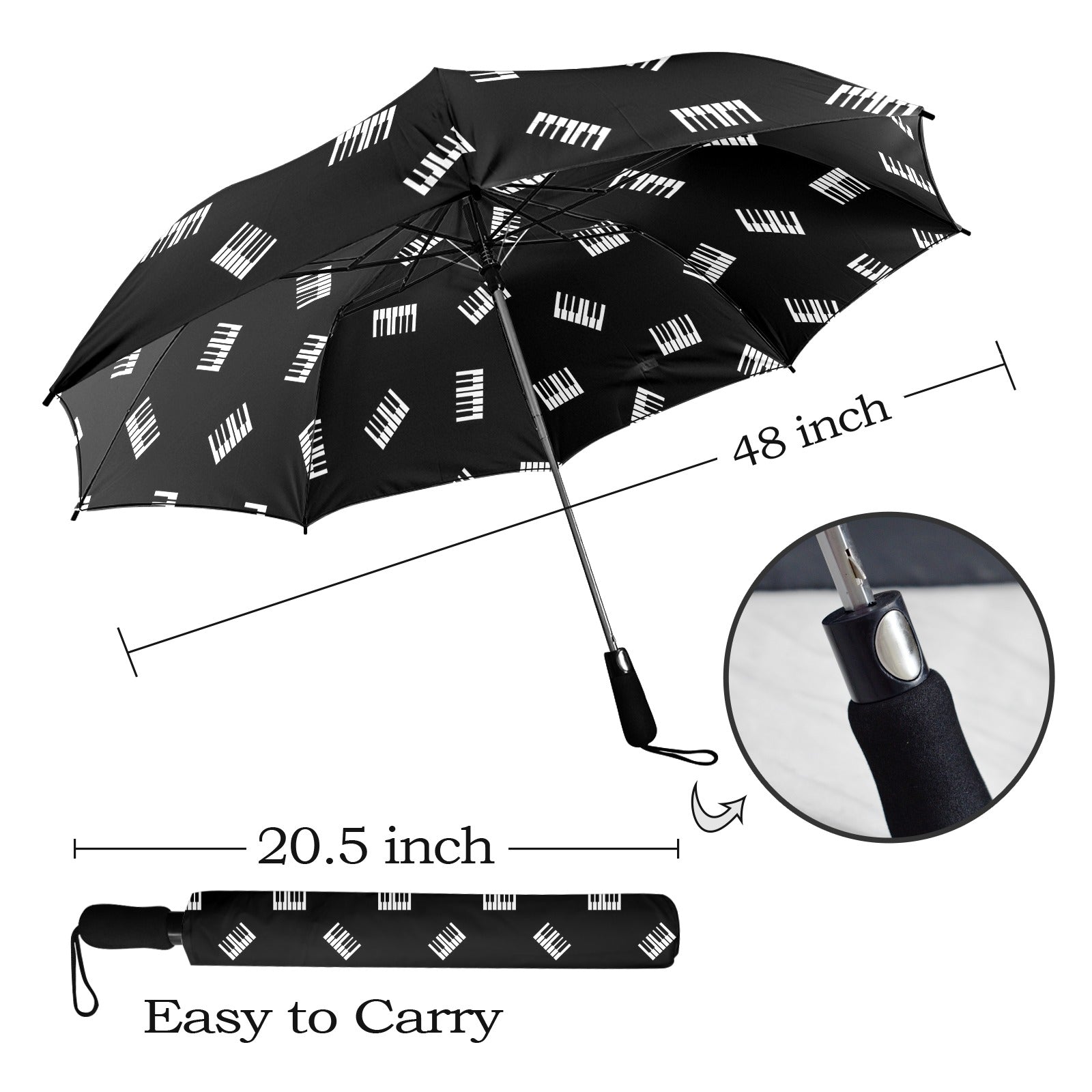 Piano Keyboard Semi-Automatic Foldable Umbrella