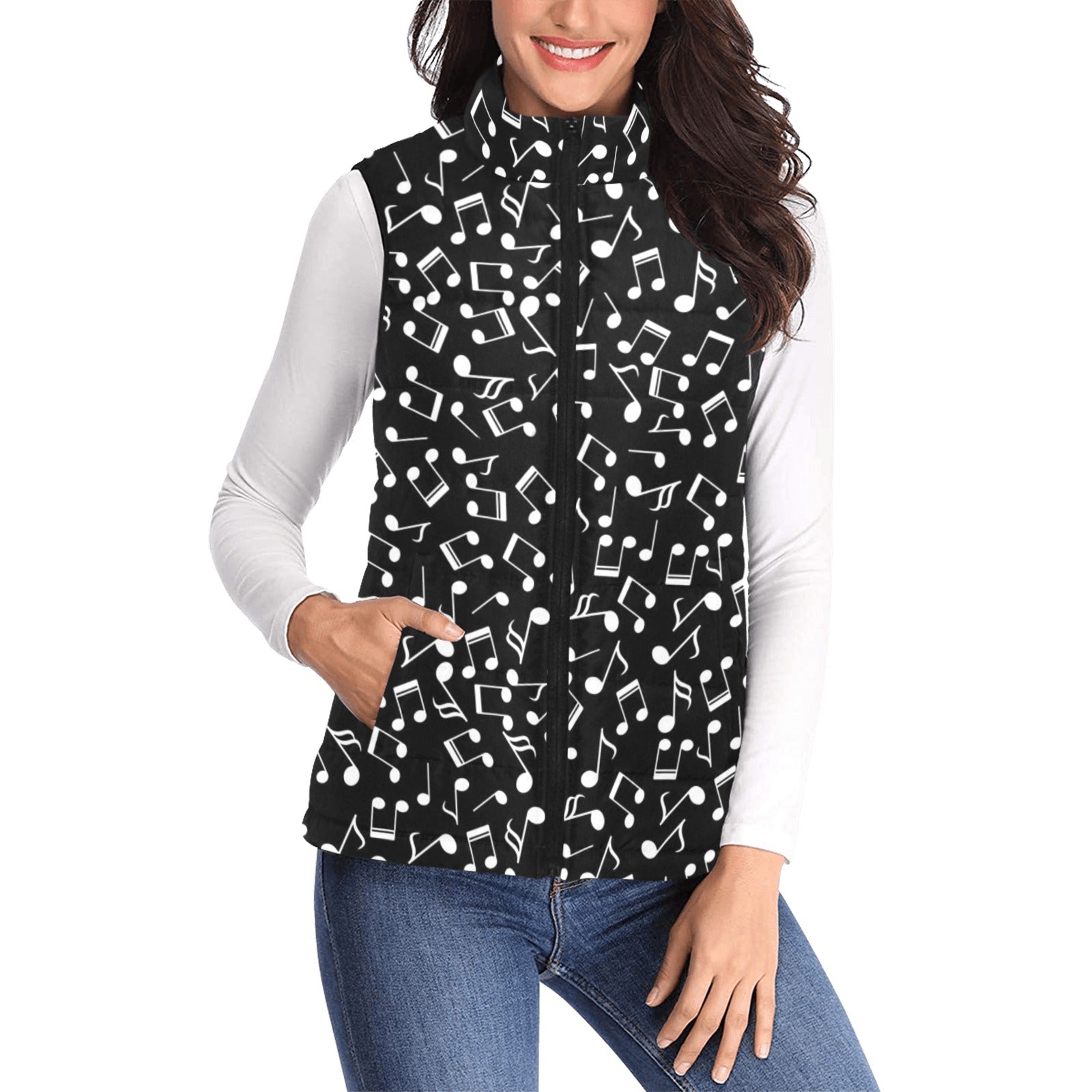Music Black Women's Padded Vest