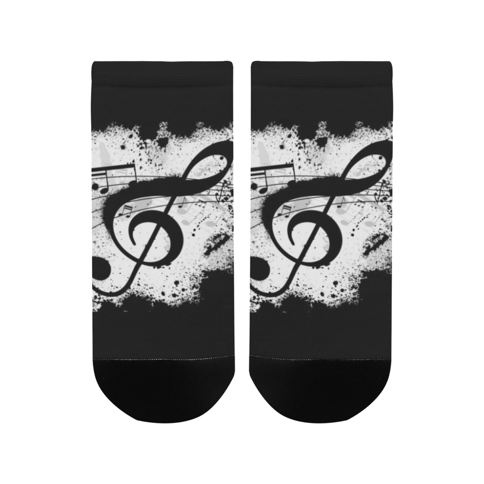 Treble Clef Black Men's Ankle Socks